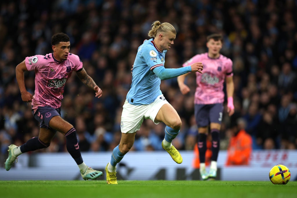 Erling Haaland scored Manchester City’s only goal in their draw with Everton