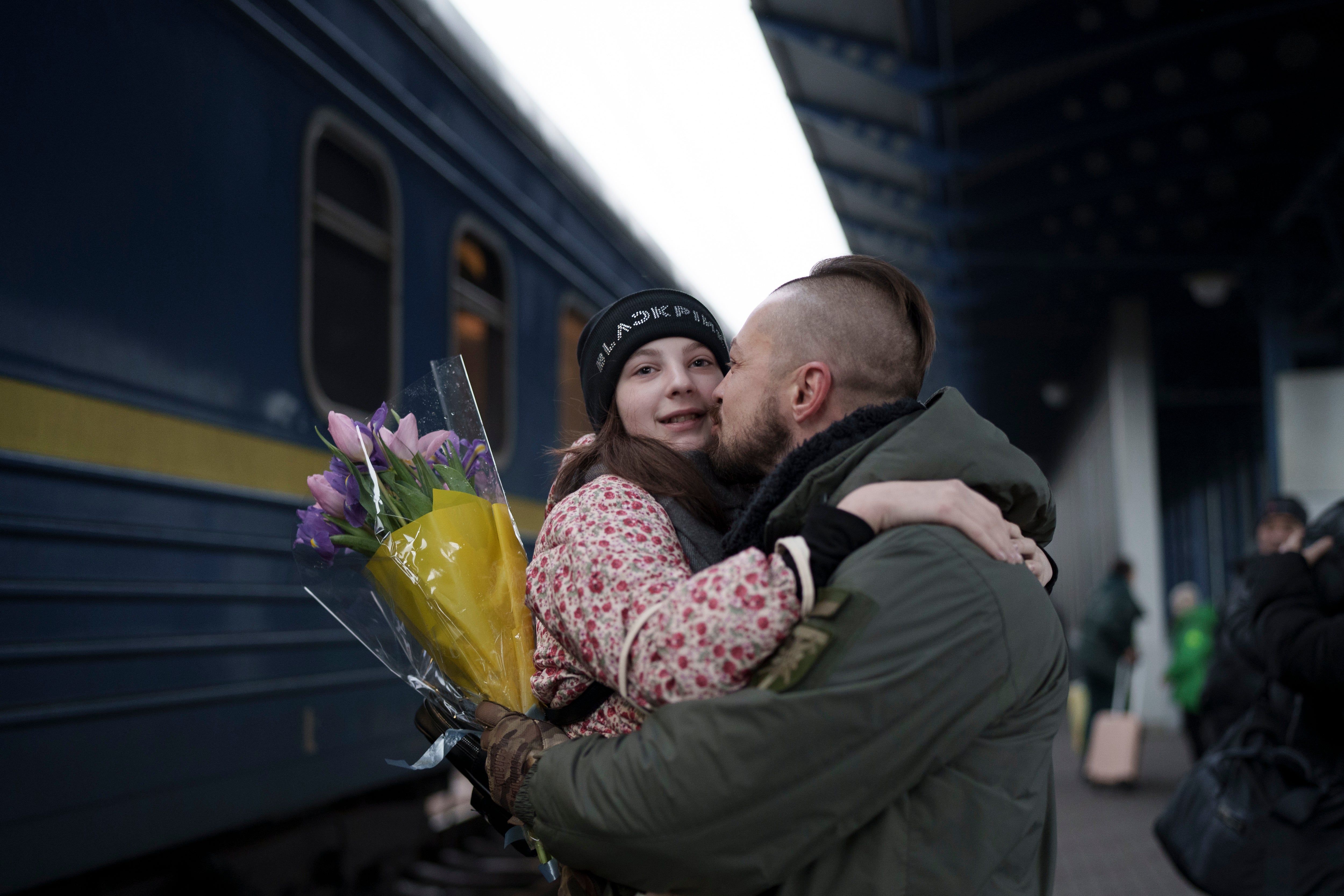 Vasyl Khomko with his daughter
