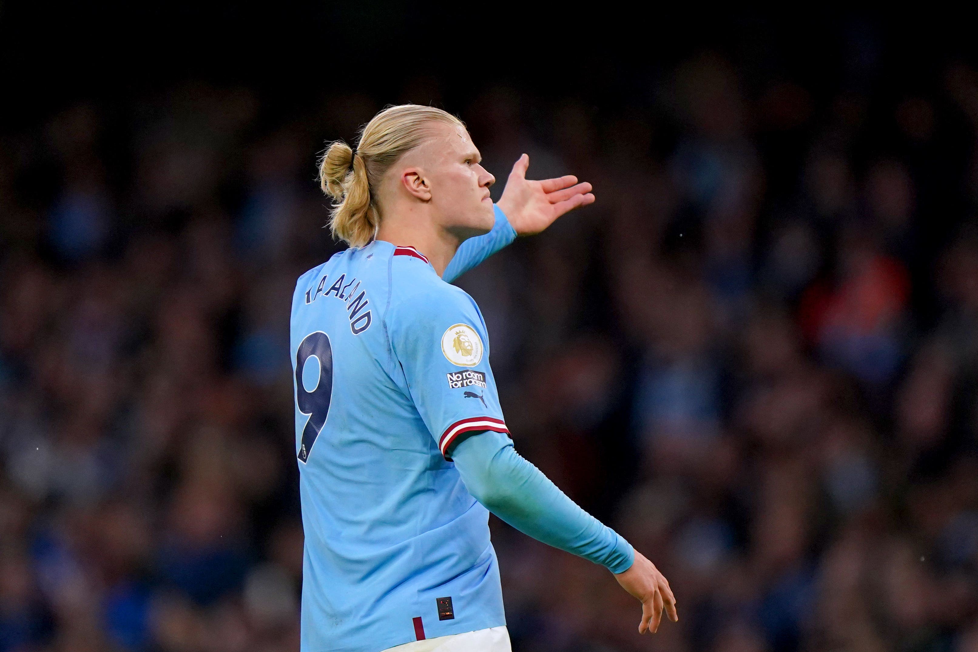 Manchester City’s Erling Haaland celebrates another goal (Tim Goode/PA).