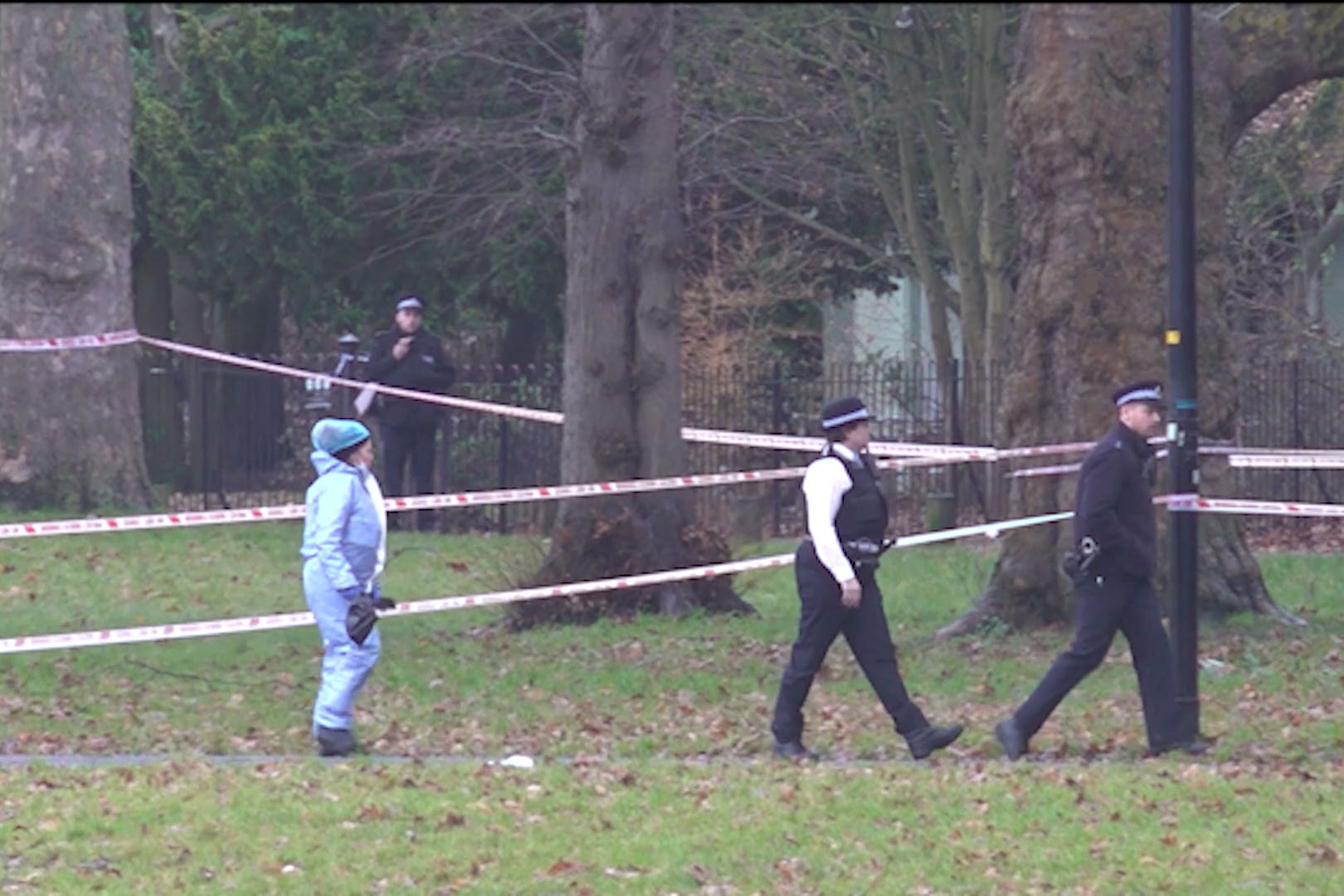 Metropolitan Police officers at the scene at Peckham Rye Park (Kendall Brown/PA)