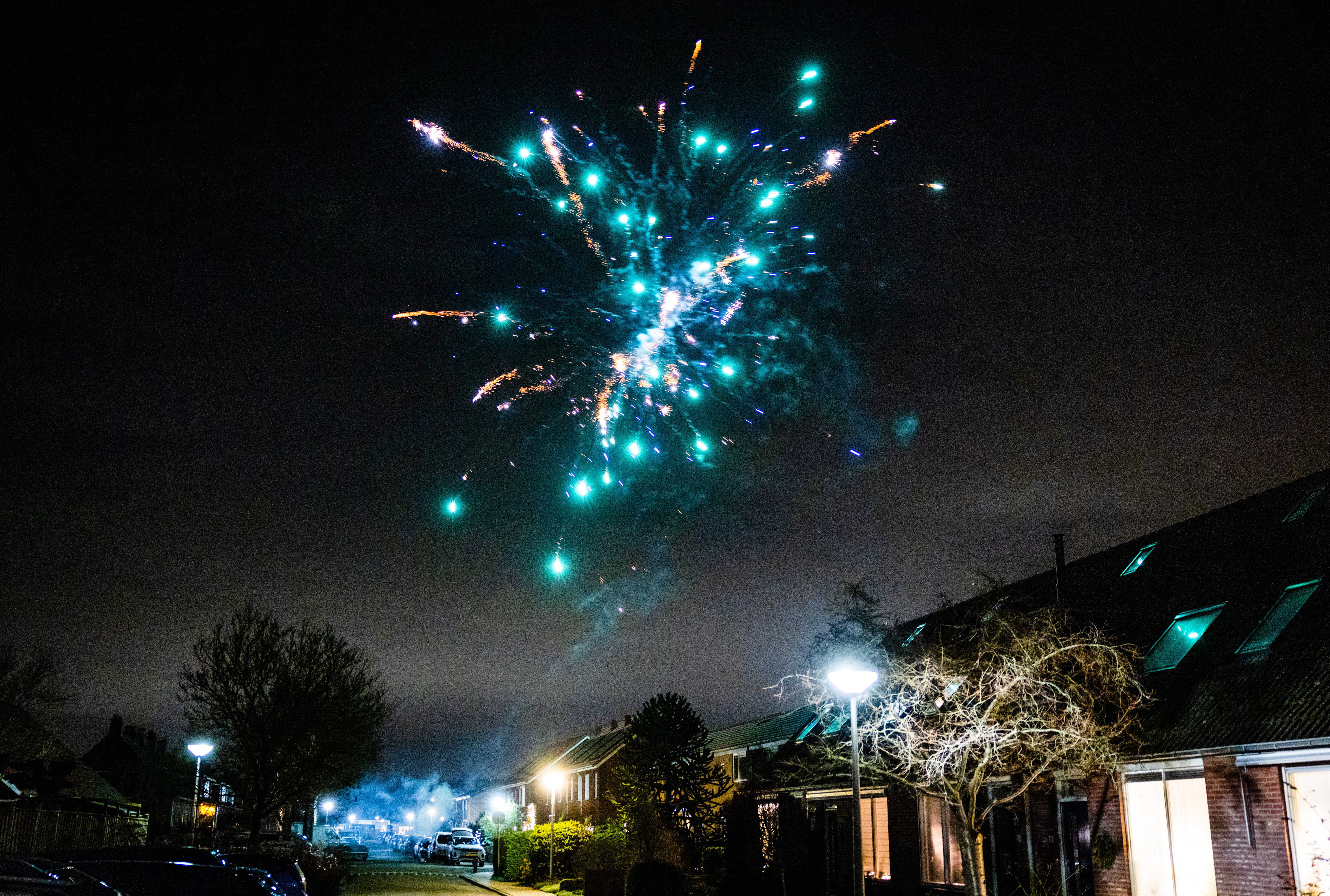 Fireworks during New Year's Eve, in Maasdam, the Netherland