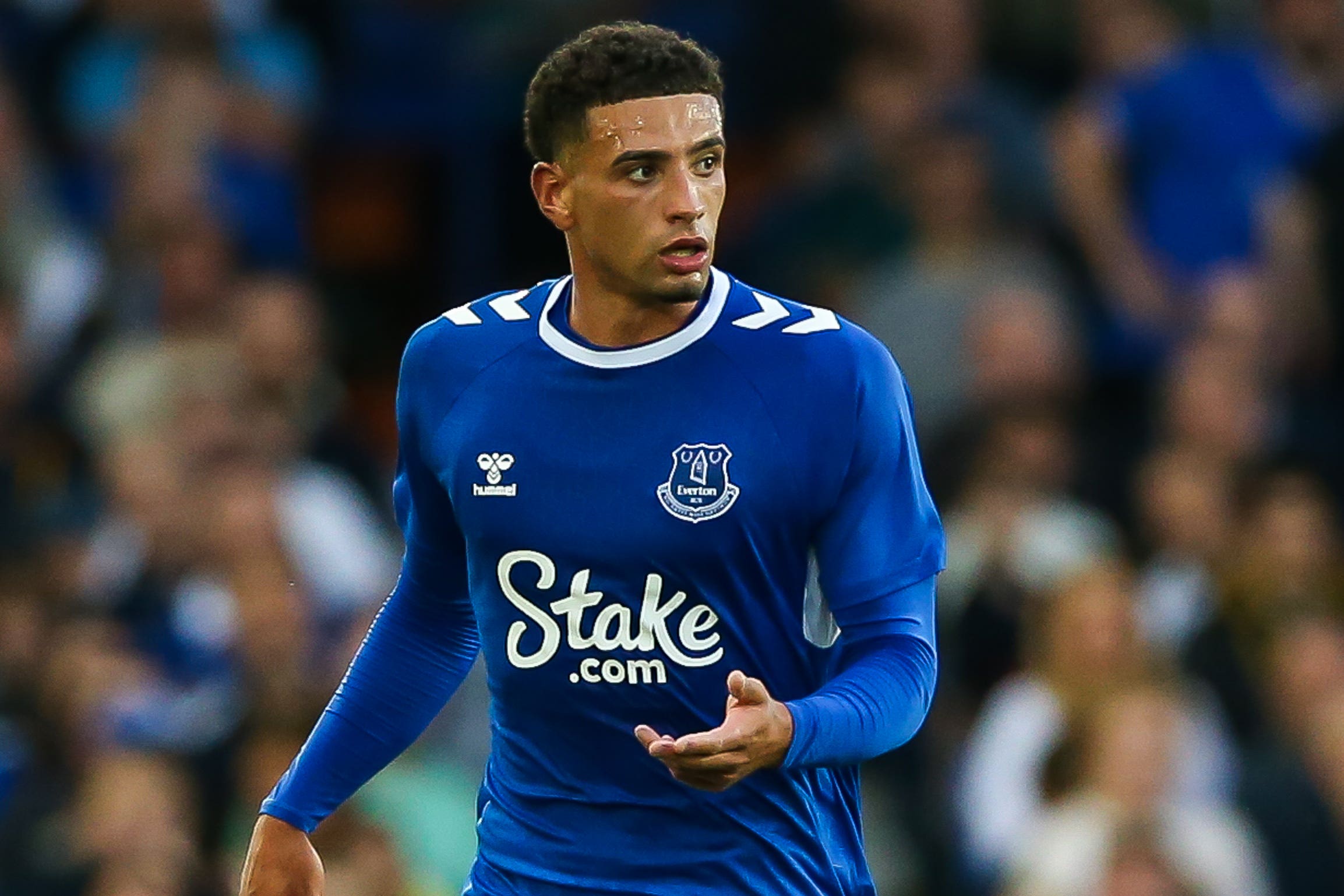 Ben Godfrey in action for Everton (Barrington Coombs/PA).