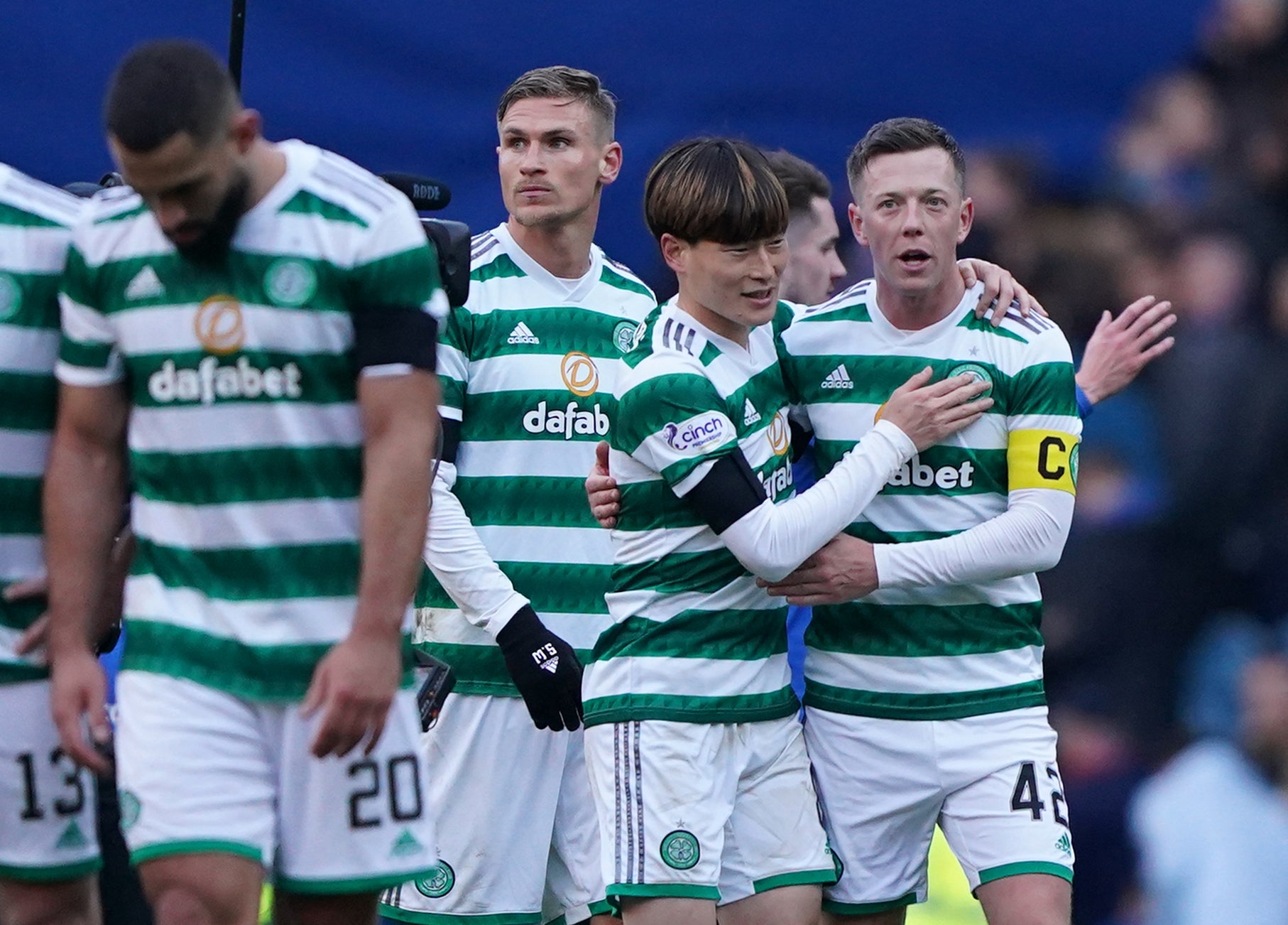 Celtic's Callum McGregor (right) and Kyogo Furuhashi celebrate