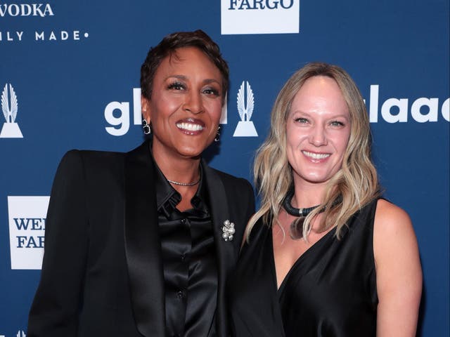 <p>Robin Roberts and fiancée Amber Laign prepare for wedding next month</p>