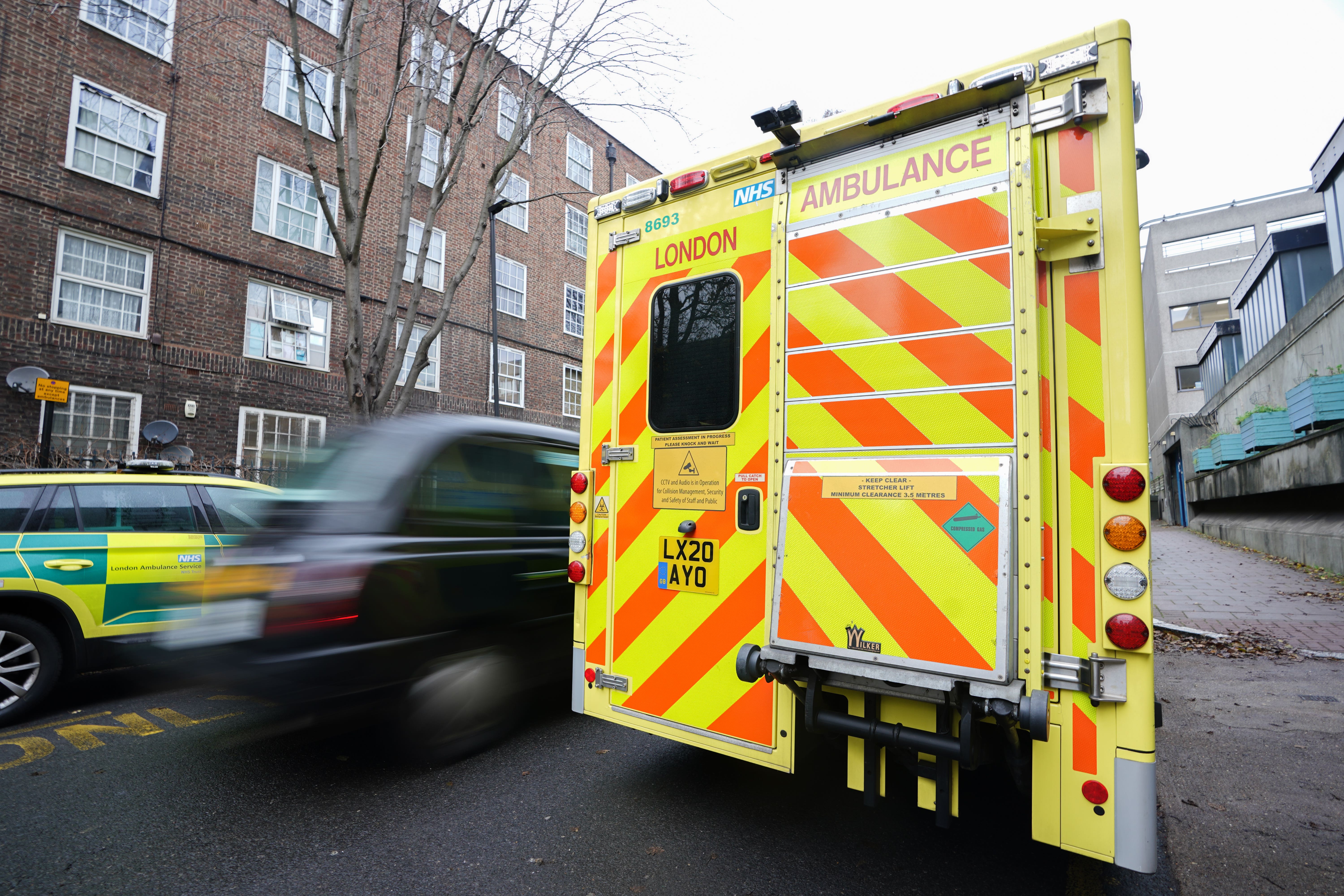 Ambulances outside Waterloo Ambulance Station, south London. The NHS continues to be under severe pressure, with Government being urged to step in (James Manning/PA)