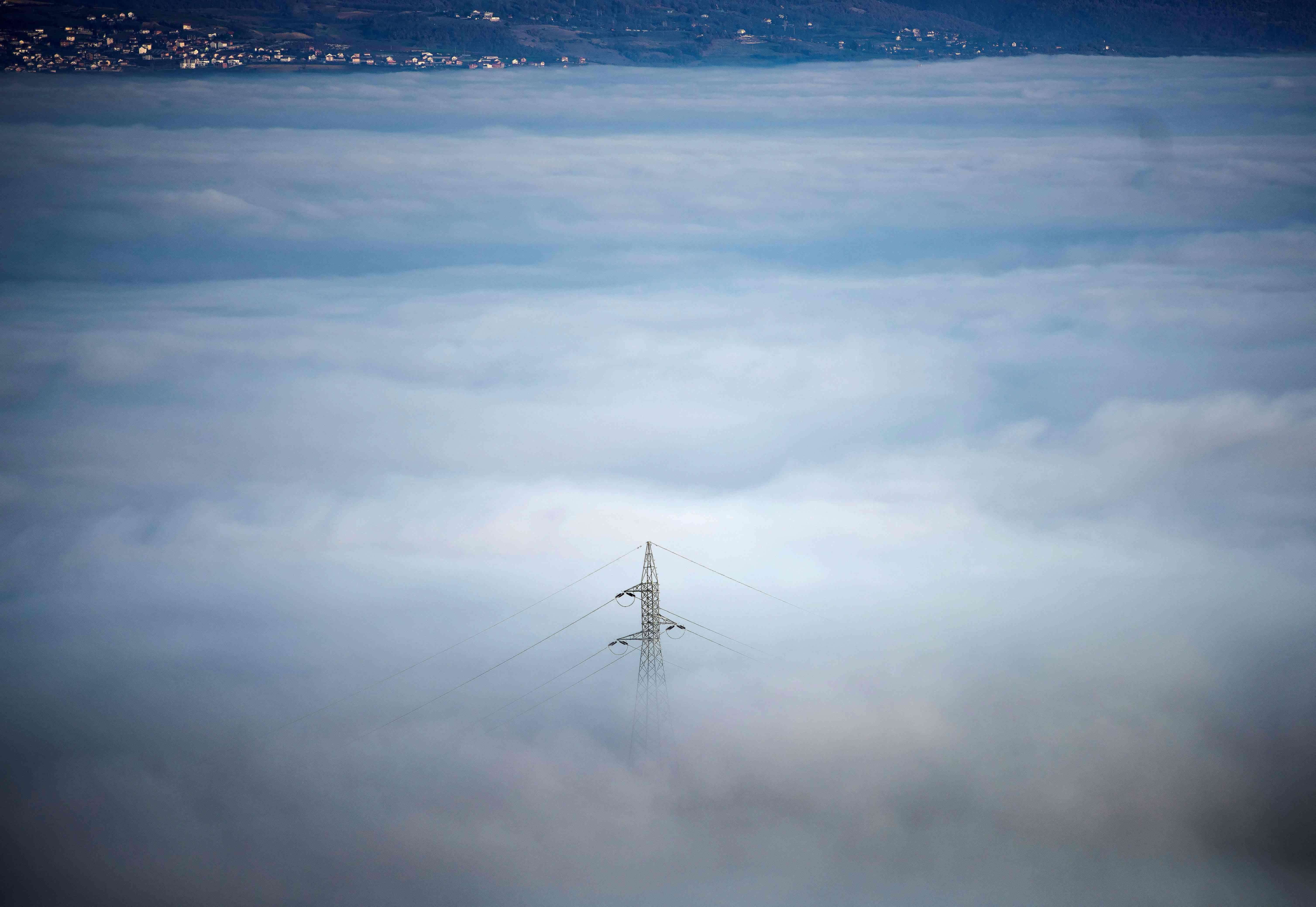 Skopje's valley surrounded by fog