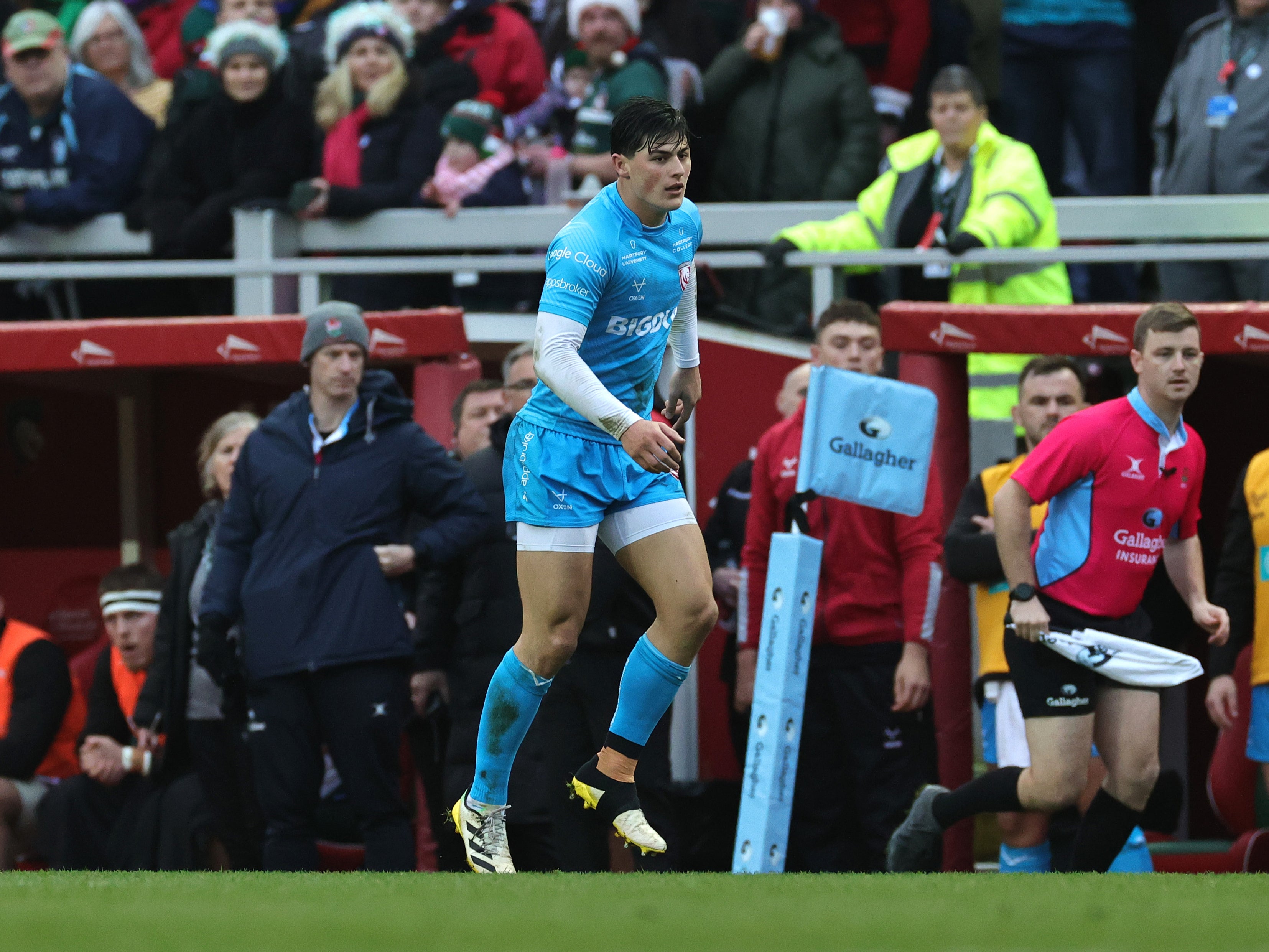 Louis Rees-Zammit was injured playing for Gloucester on Christmas Eve