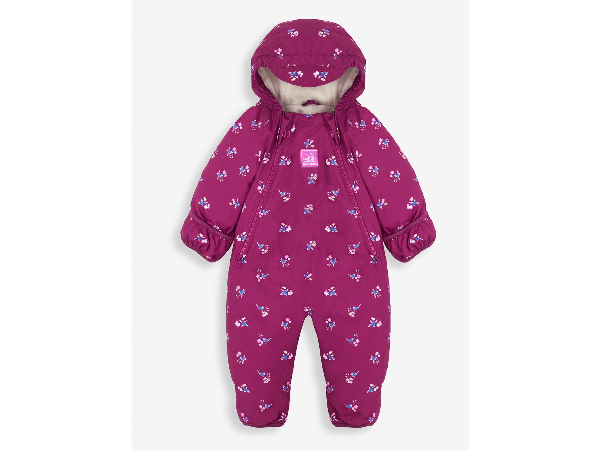 Jo Jo Maman Bebe bird waterproof fleece-lined all-in-one