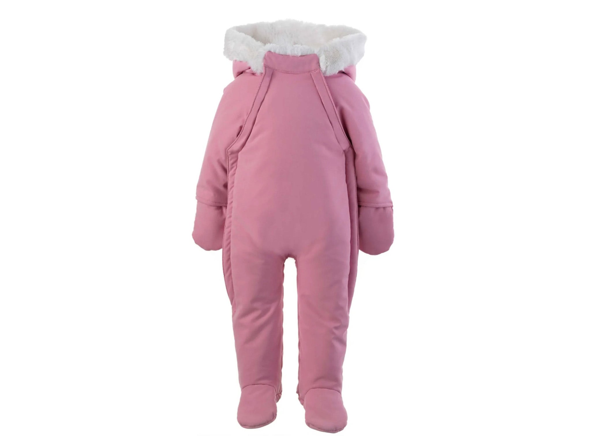 Rachel Riley pink faux fur trim snowsuit