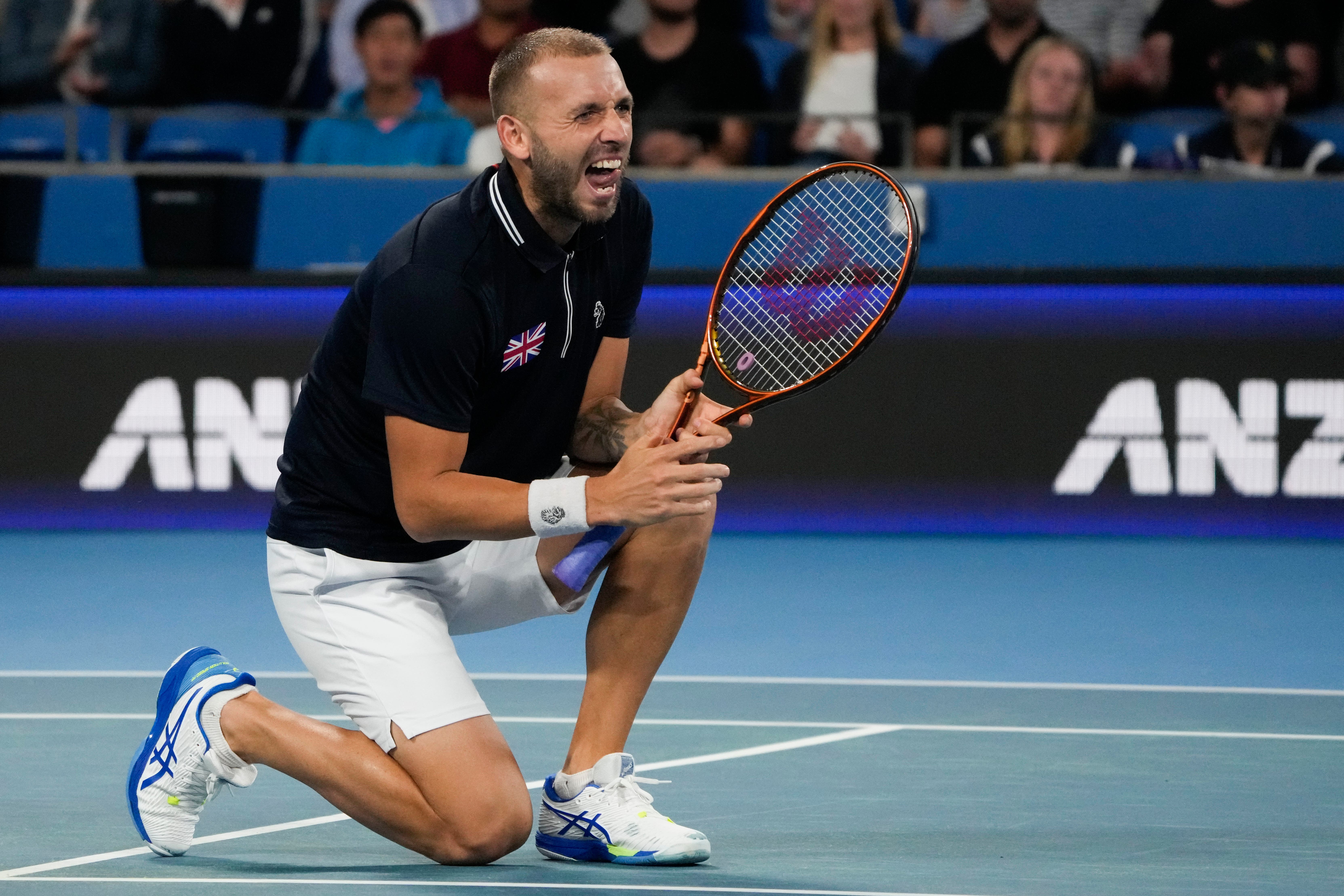 Dan Evans looking frustrated during his defeat to Frances Tiafoe (Mark Baker/AP).