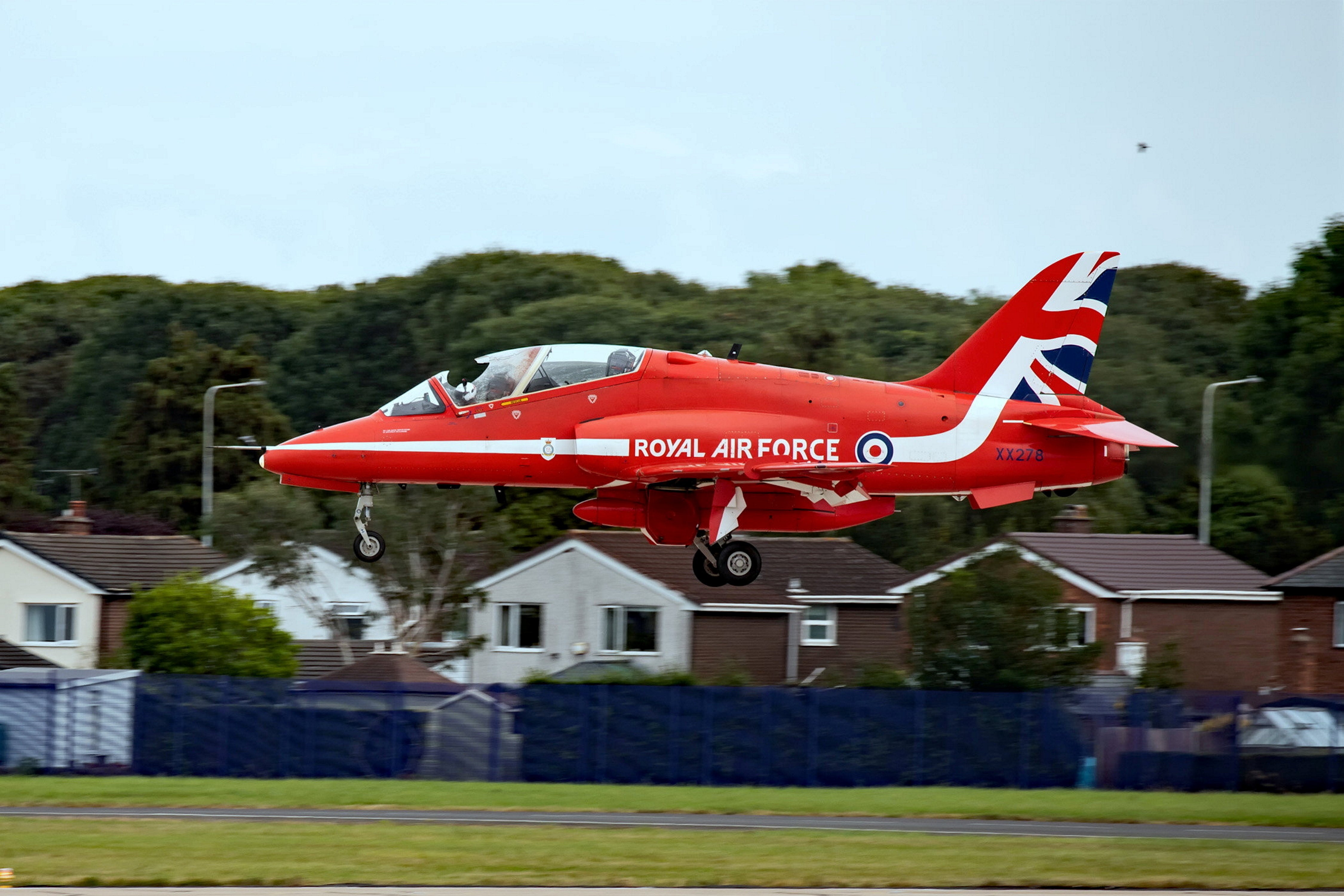 Red 6, piloted by Squadron Leader Gregor Ogston, was forced to cut short a display after the cockpit canopy was smashed