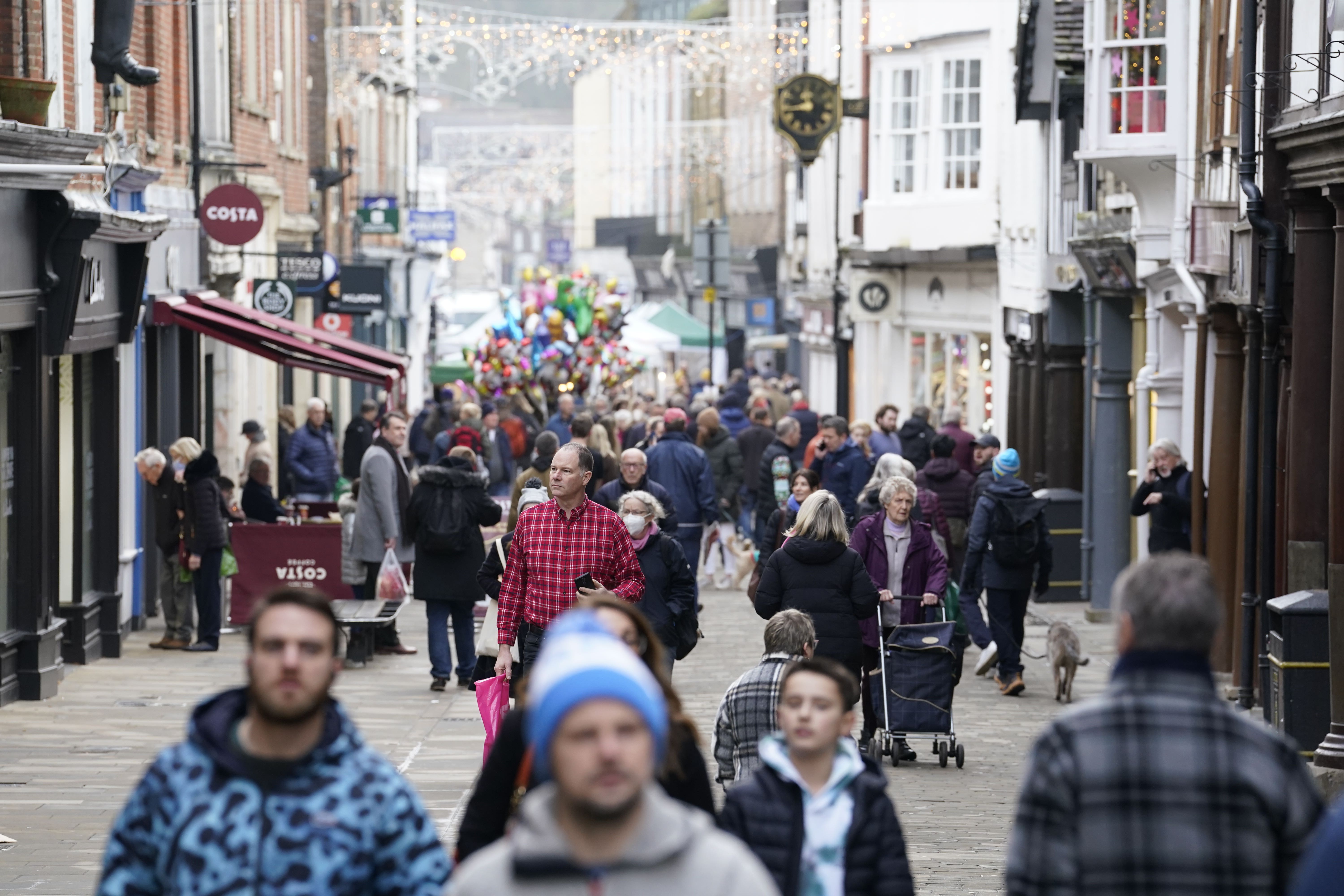 Total UK footfall across 2022 remained 11.8% below pre-pandemic levels but showed ‘a significant improvement’ on the previous two years (PA)