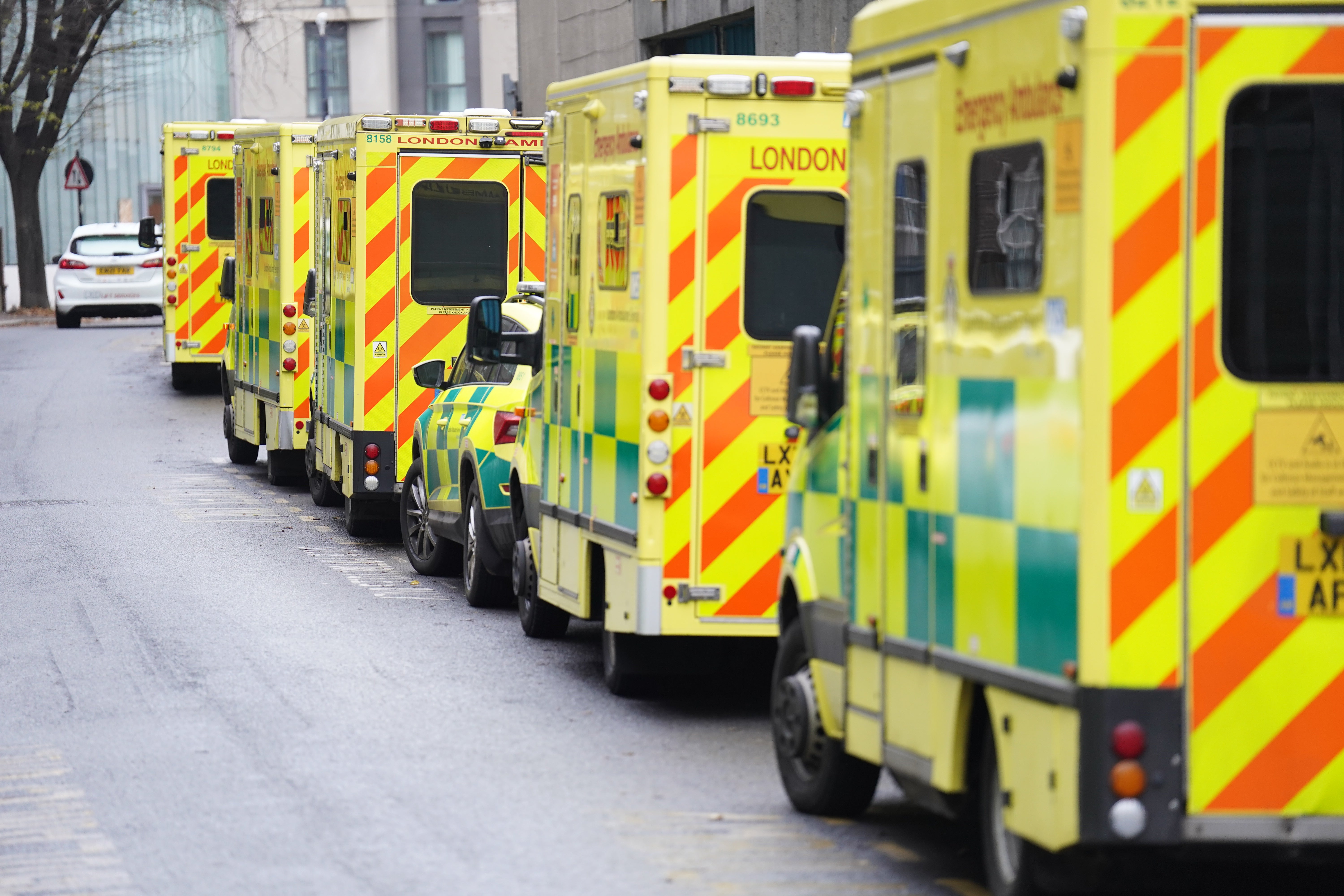 File photo: Ambulances queue outside Royal Waterloo Hospital in south London