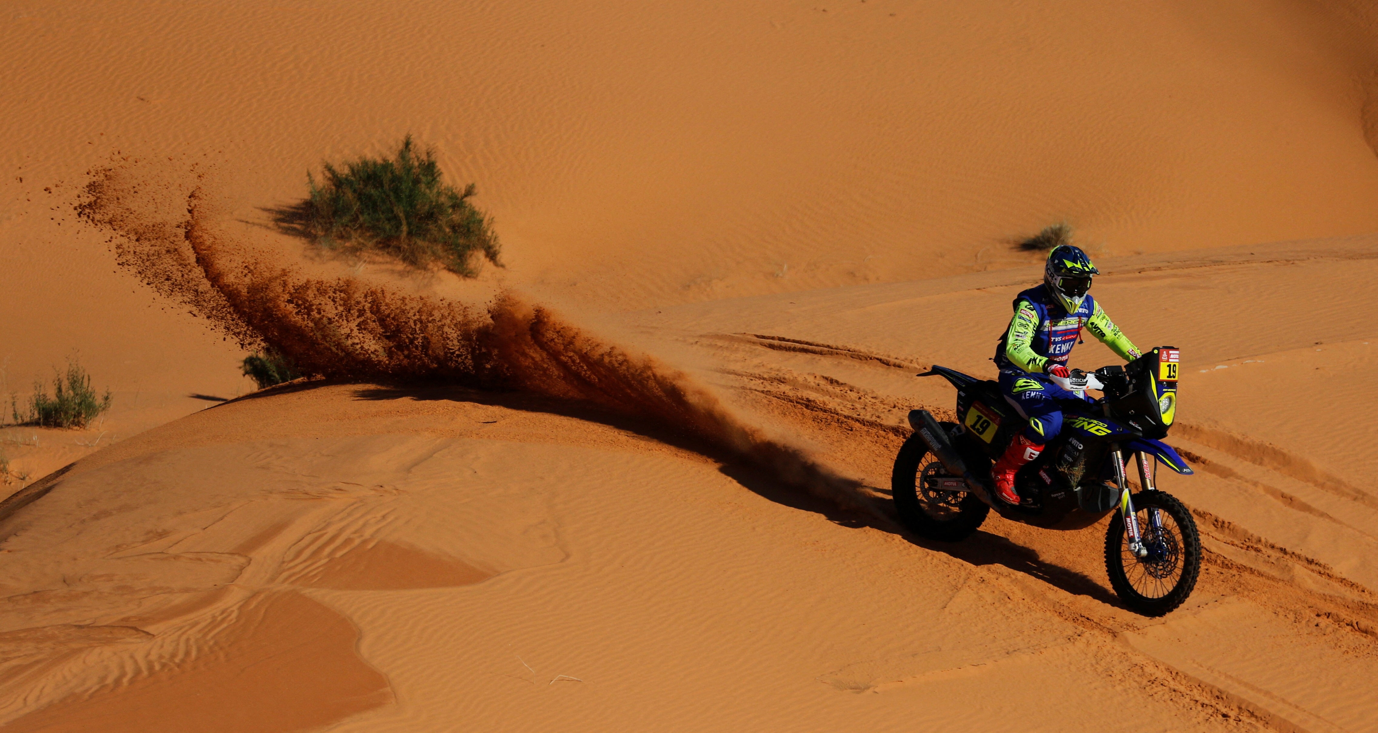 Rui Goncalves drives during stage 6 of the Dakar rally in Saudi Arabia