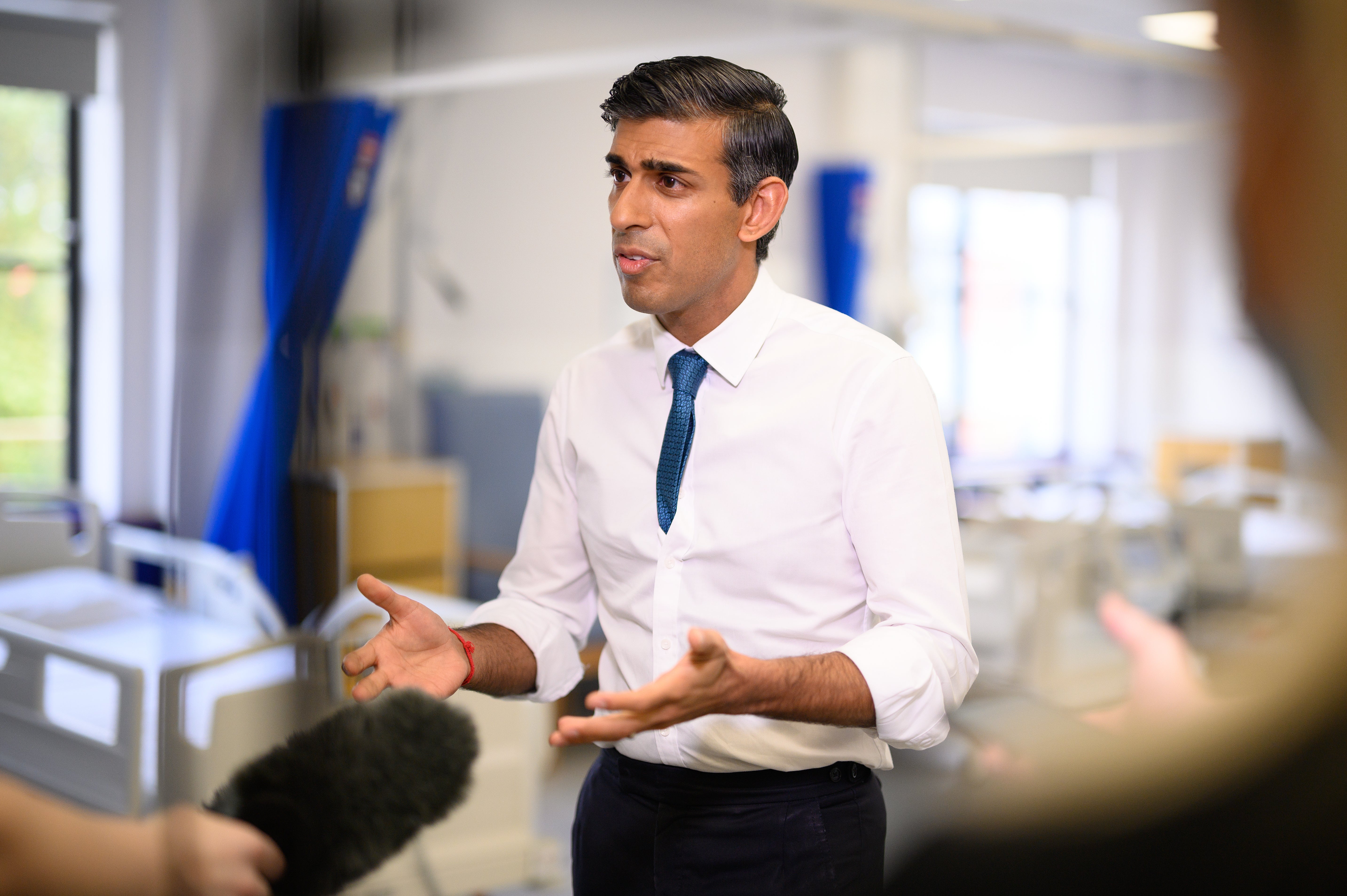 Rishi Sunak, pictured at a Croydon hospital last year, hopes to avert more chaos