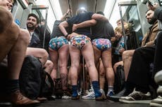 London commuters strip down to their pants for No Trousers Tube Ride