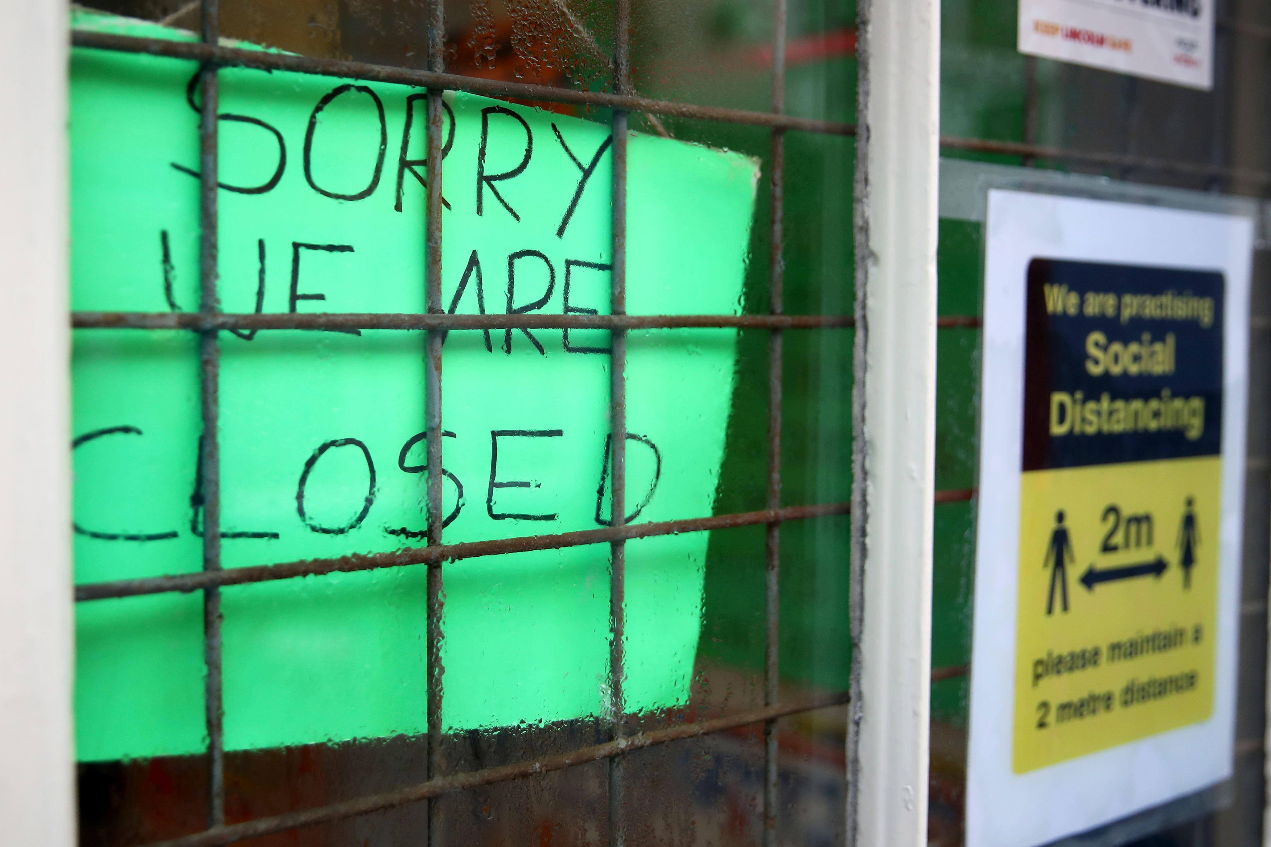 A closed sign in a shop during England’s third national lockdown (Tim Goode/PA)