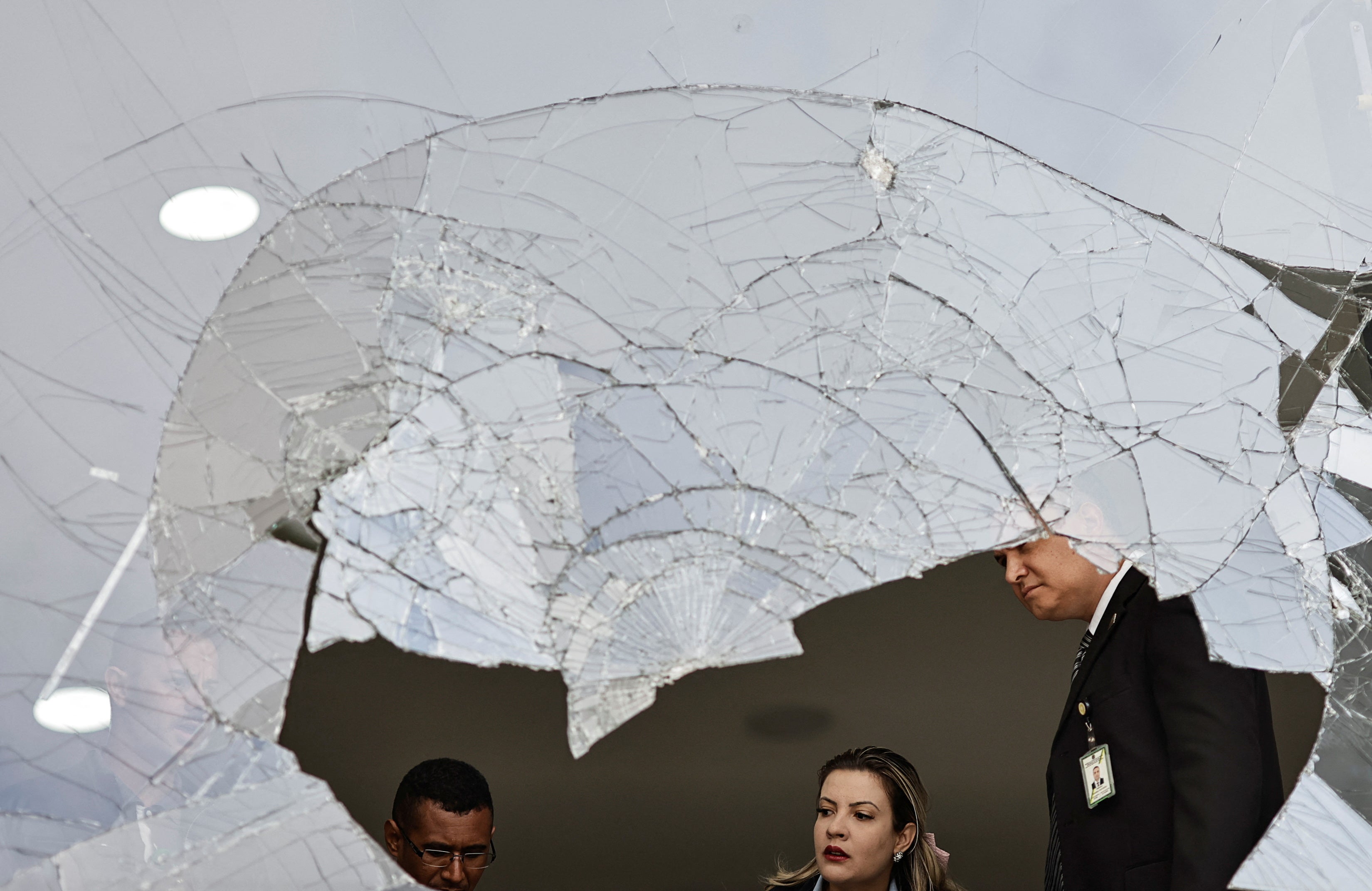 A broken window in the presidential palace