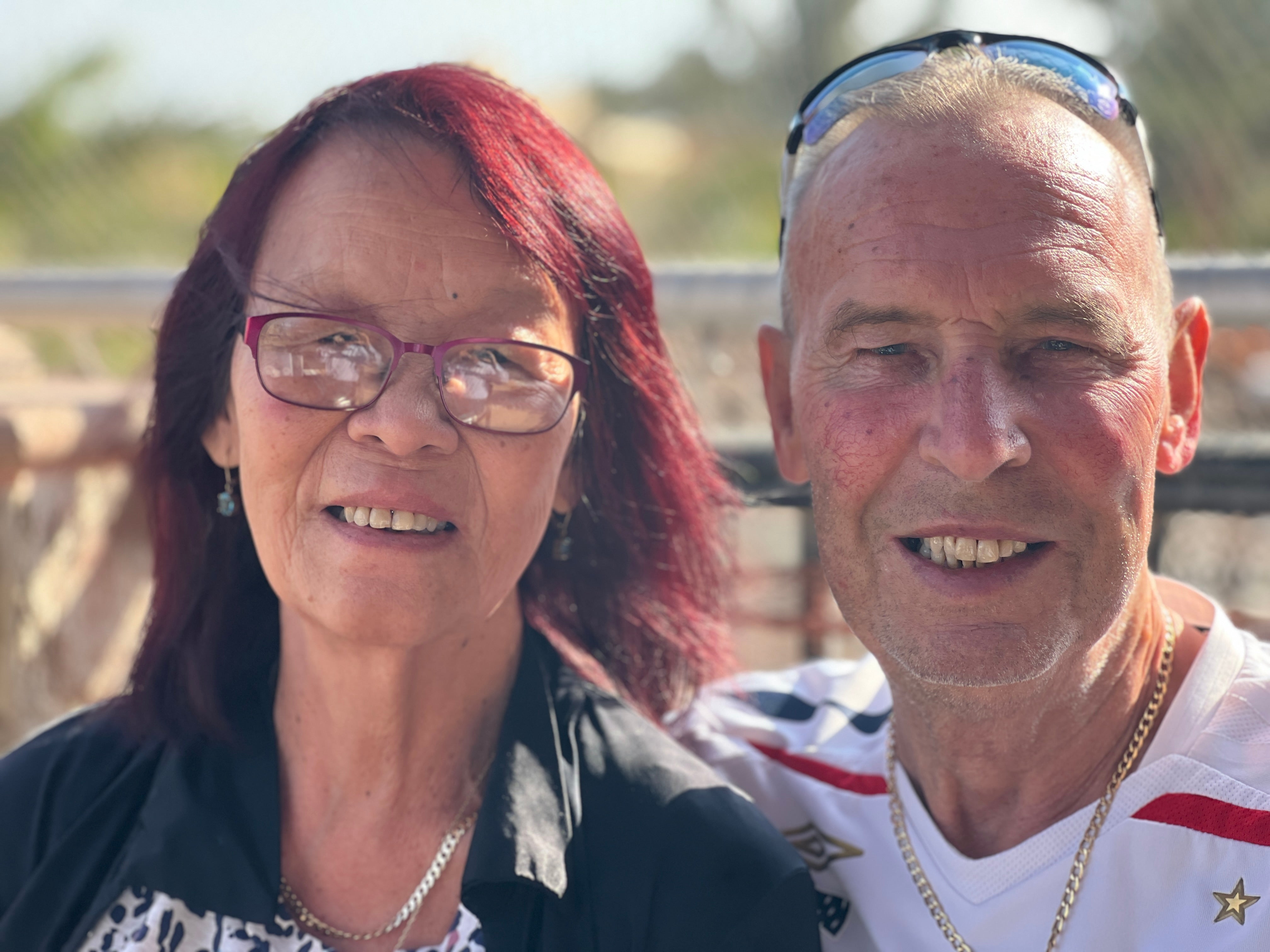 Sunny afternoon: Helen and Terry Bateman enjoying the Egyptian climate