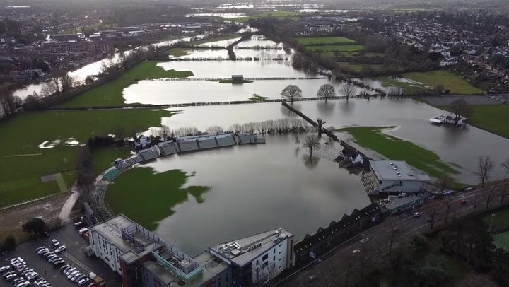 UK floods: River Severn overflows in Worcester after persistent rain