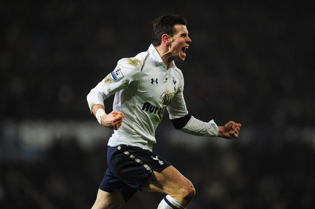 Bale celebrates a memorable winner at West Ham in 2013