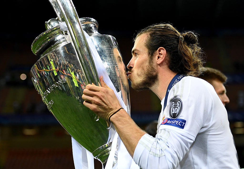 Bale celebrates the second of five Champions League titles with Real Madrid