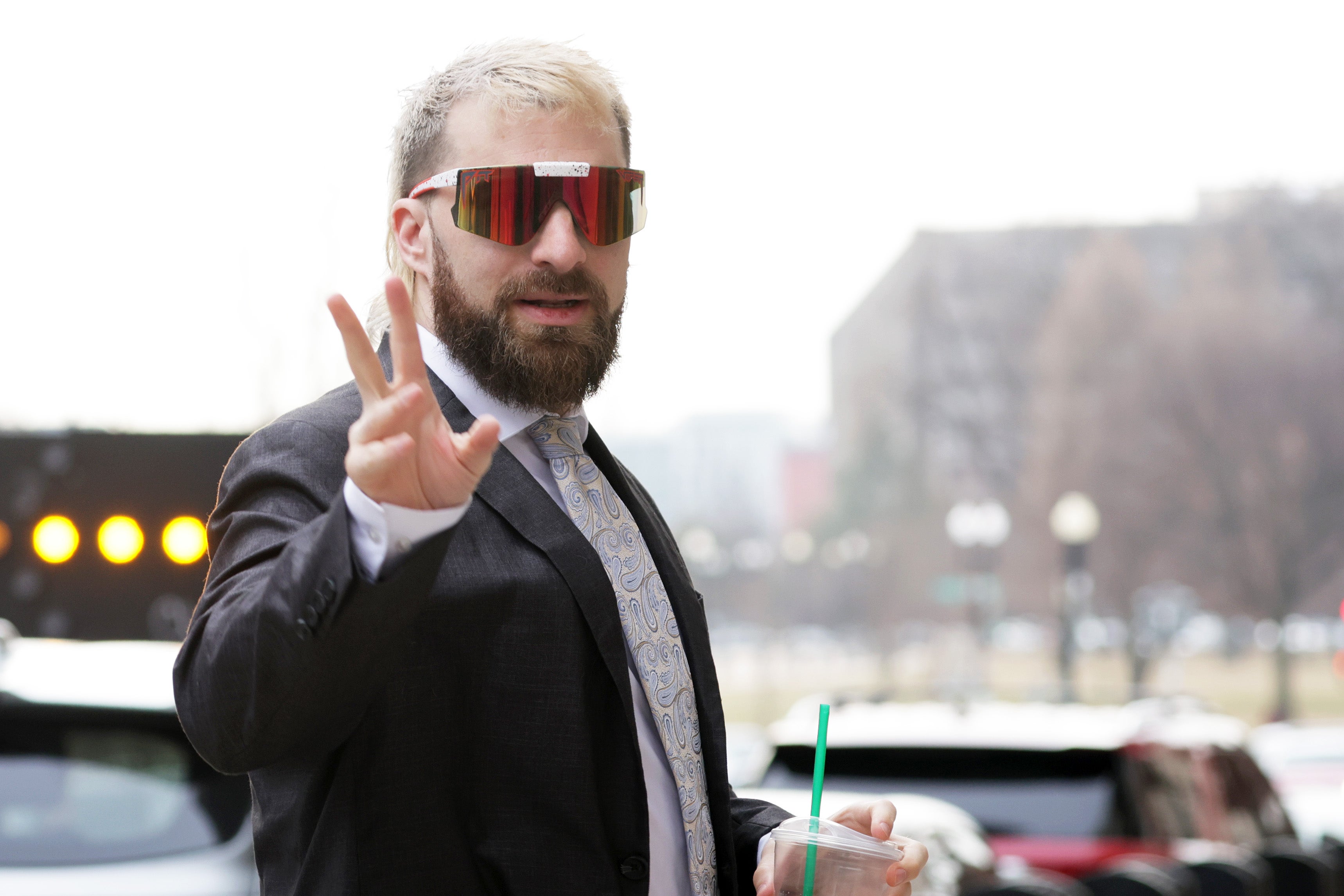 Anthime Gionet, better known as Baked Alaska, arrives for sentencing in federal court in Washington DC on 10 January.