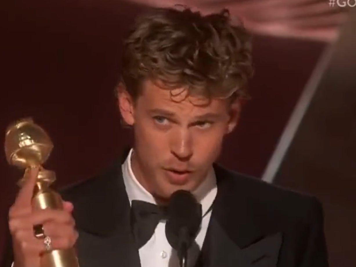 Austin Butler accepting the Golden Globe for his role in ‘Elvis'