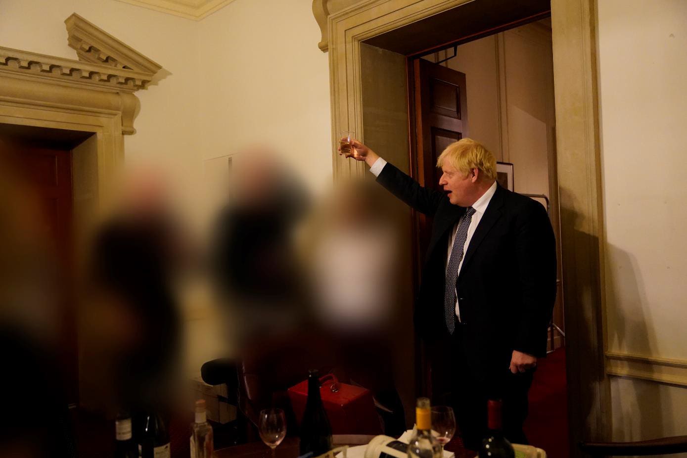 Boris Johnson is alleged to have joked about breaking Covid rules at 13 November 2020 leaving do