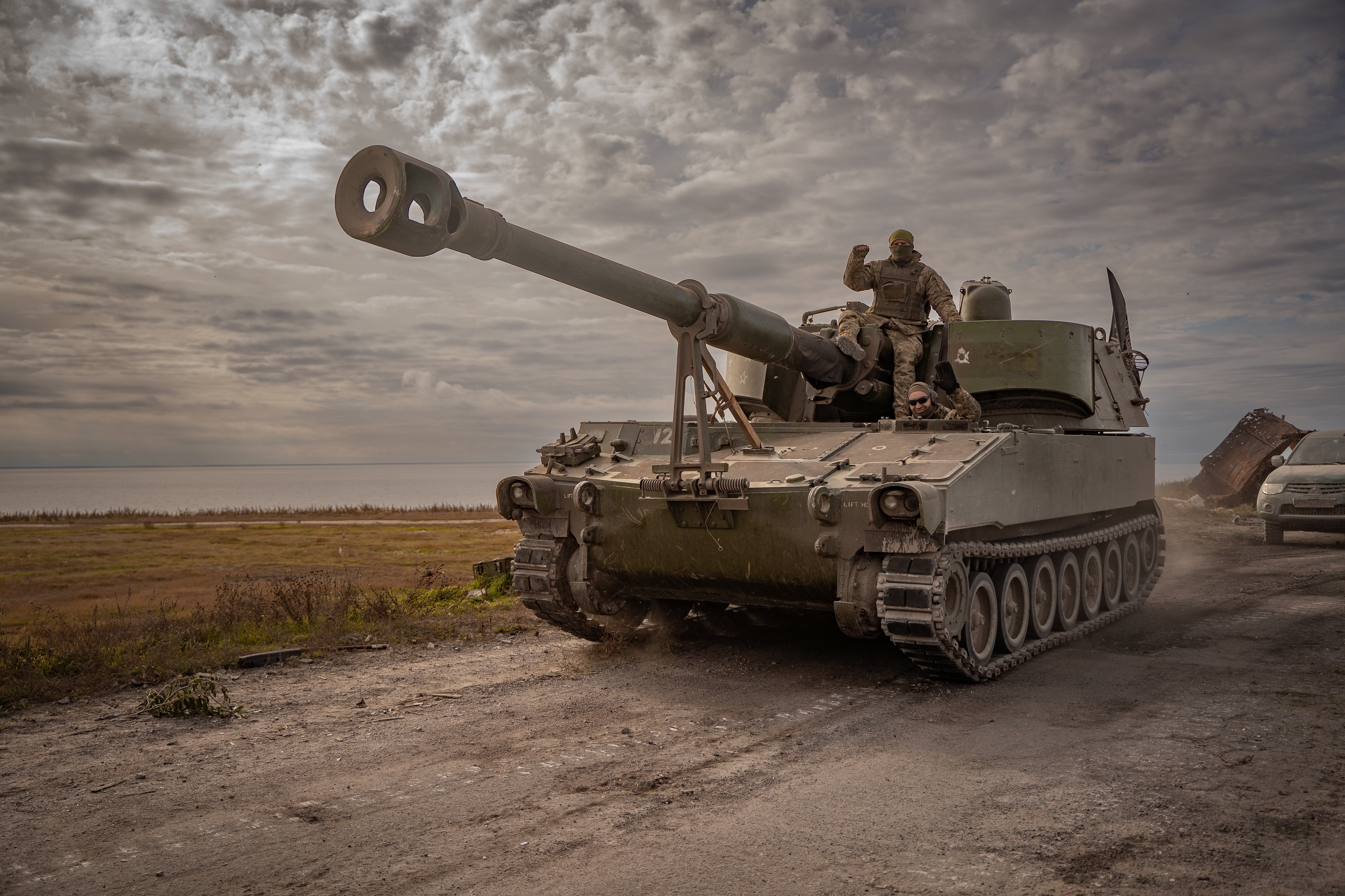 Ukrainian forces driving towards the frontlines in Kherson