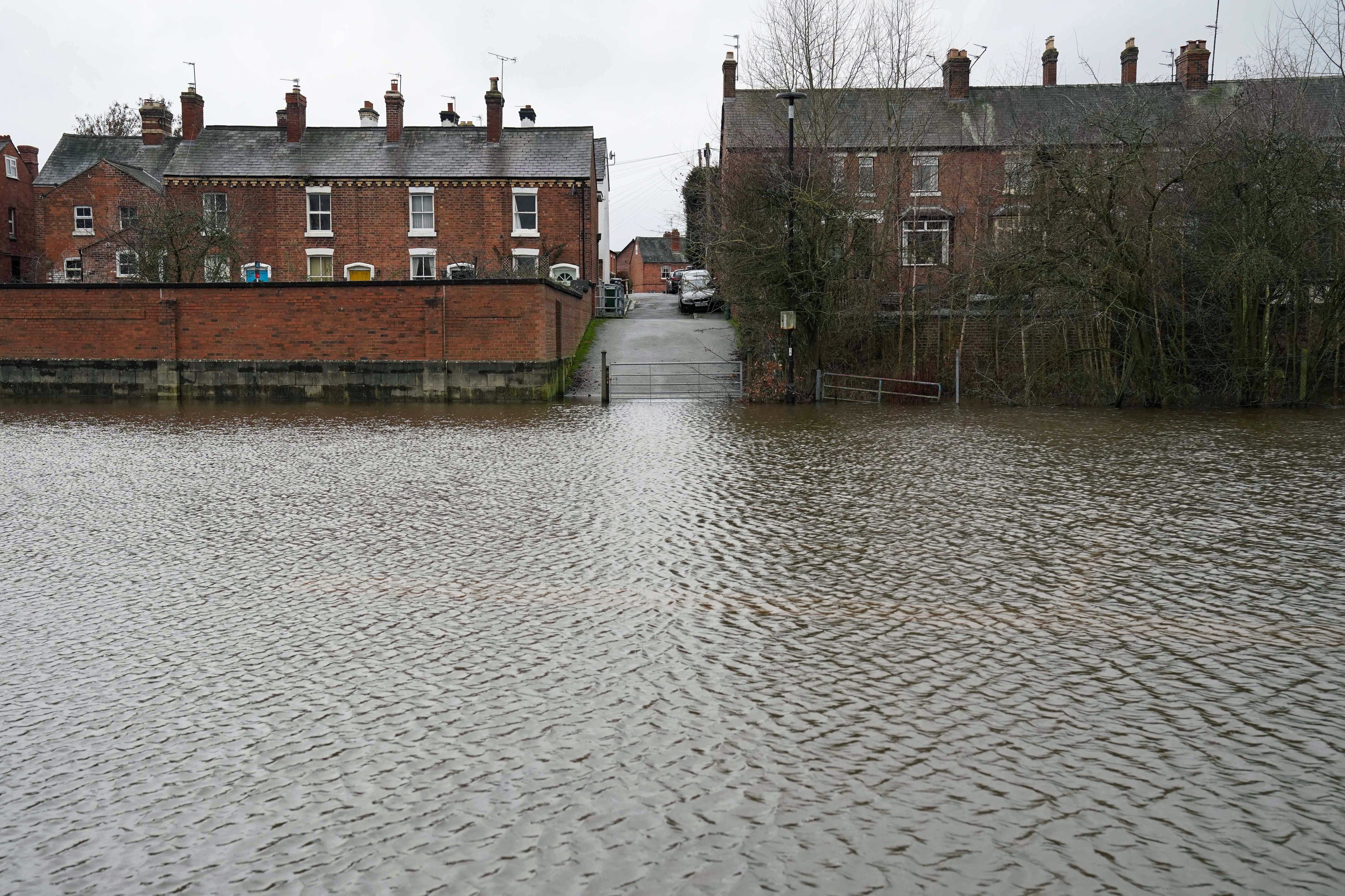 A partially submerged Frankwell car park in Shrewsbury, flooded due to it’s proximity to the River Severn