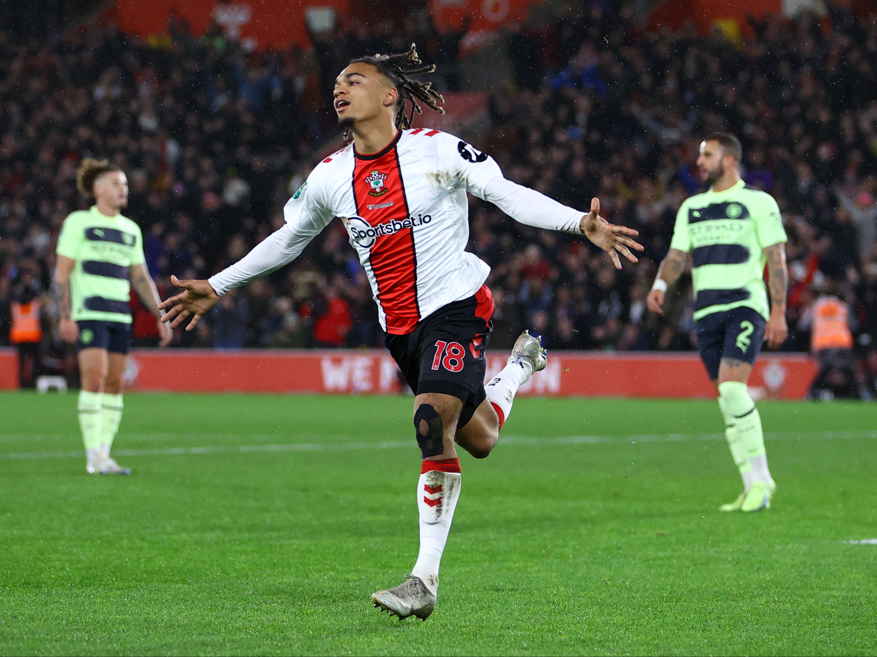 Sekou Mara celebrates after scoring Southampton’s first goal