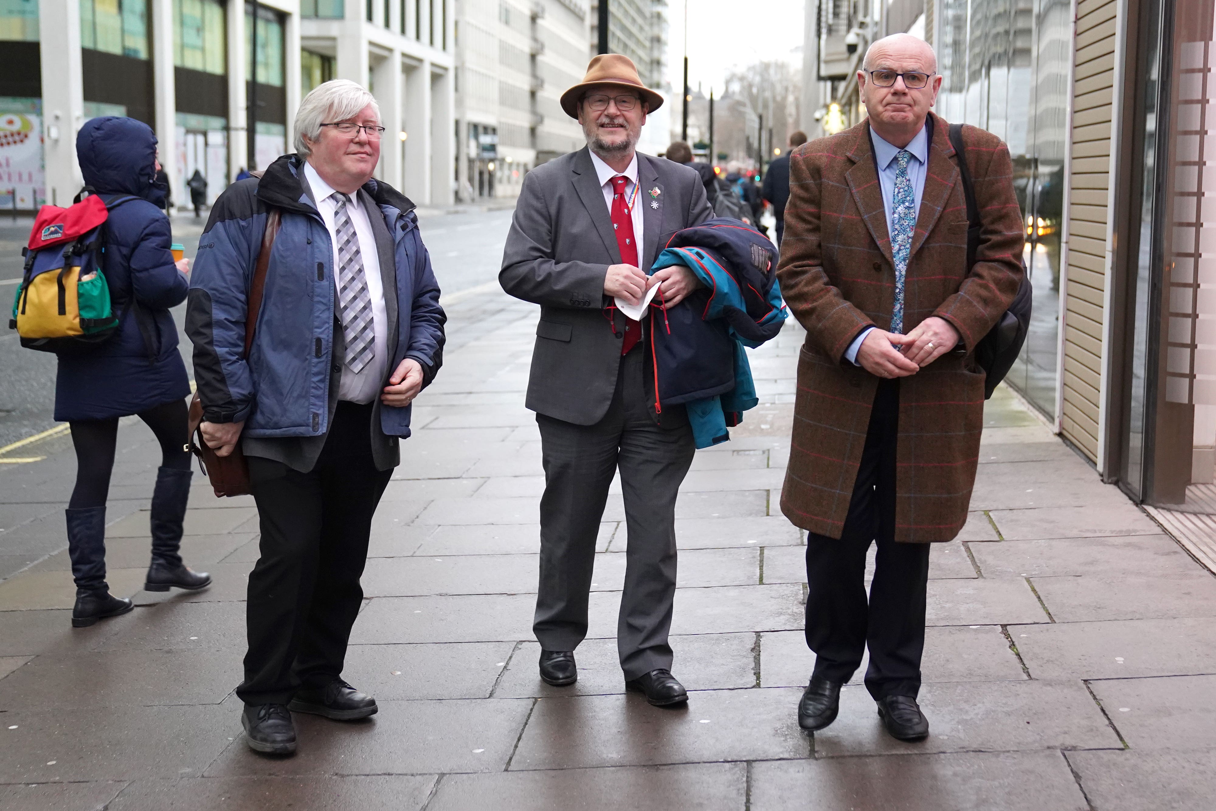 (left to right) Dr Paul Donaldson, general secretary of the HCSA, Philip Banfield, chair of the BMA, and Eddie Crouch, chair of the British Dental Association (Stefan Rousseau/PA)