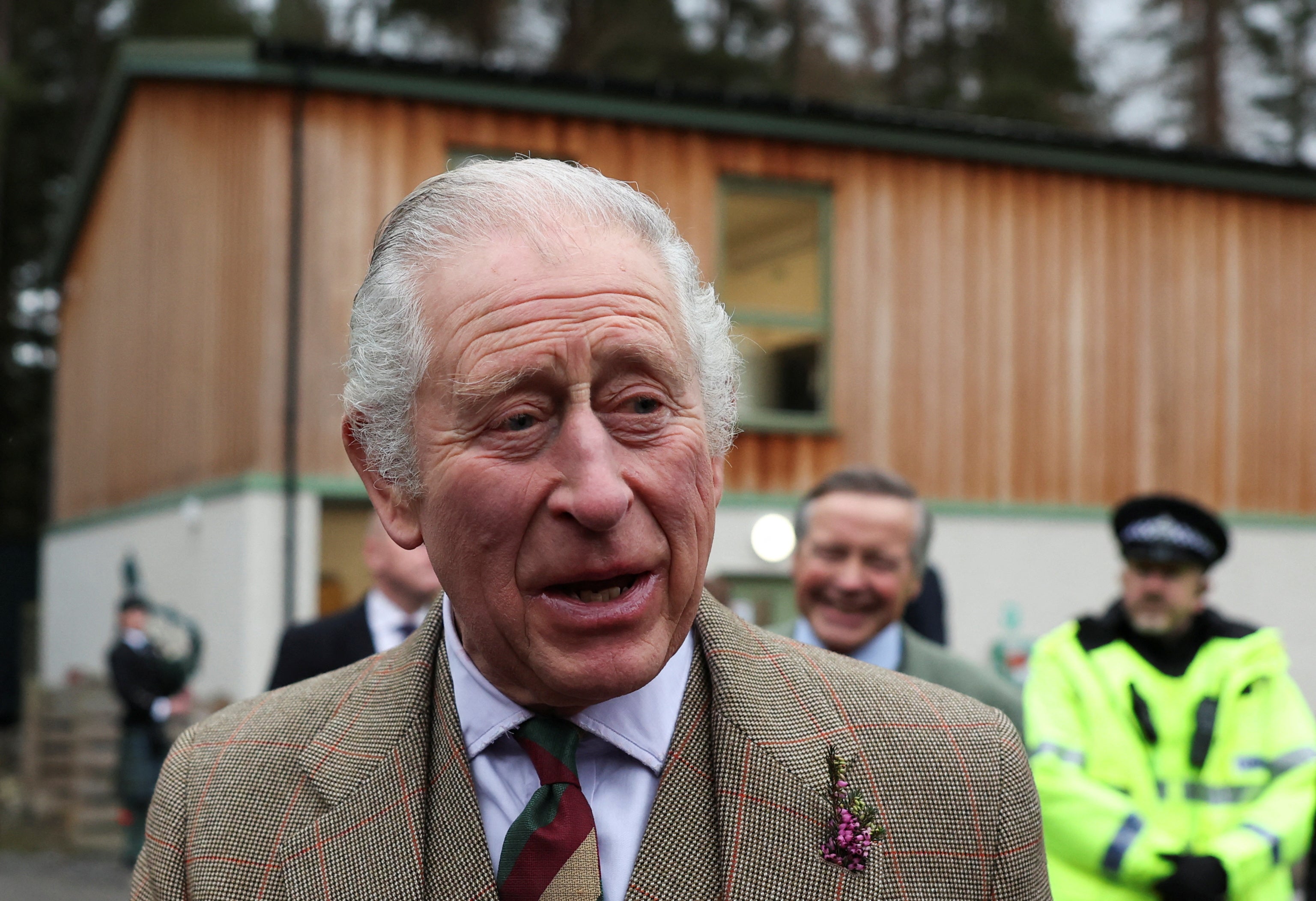 Charles is visiting the Aboyne and Mid Deeside Community Shed in Aboyne, Scotland