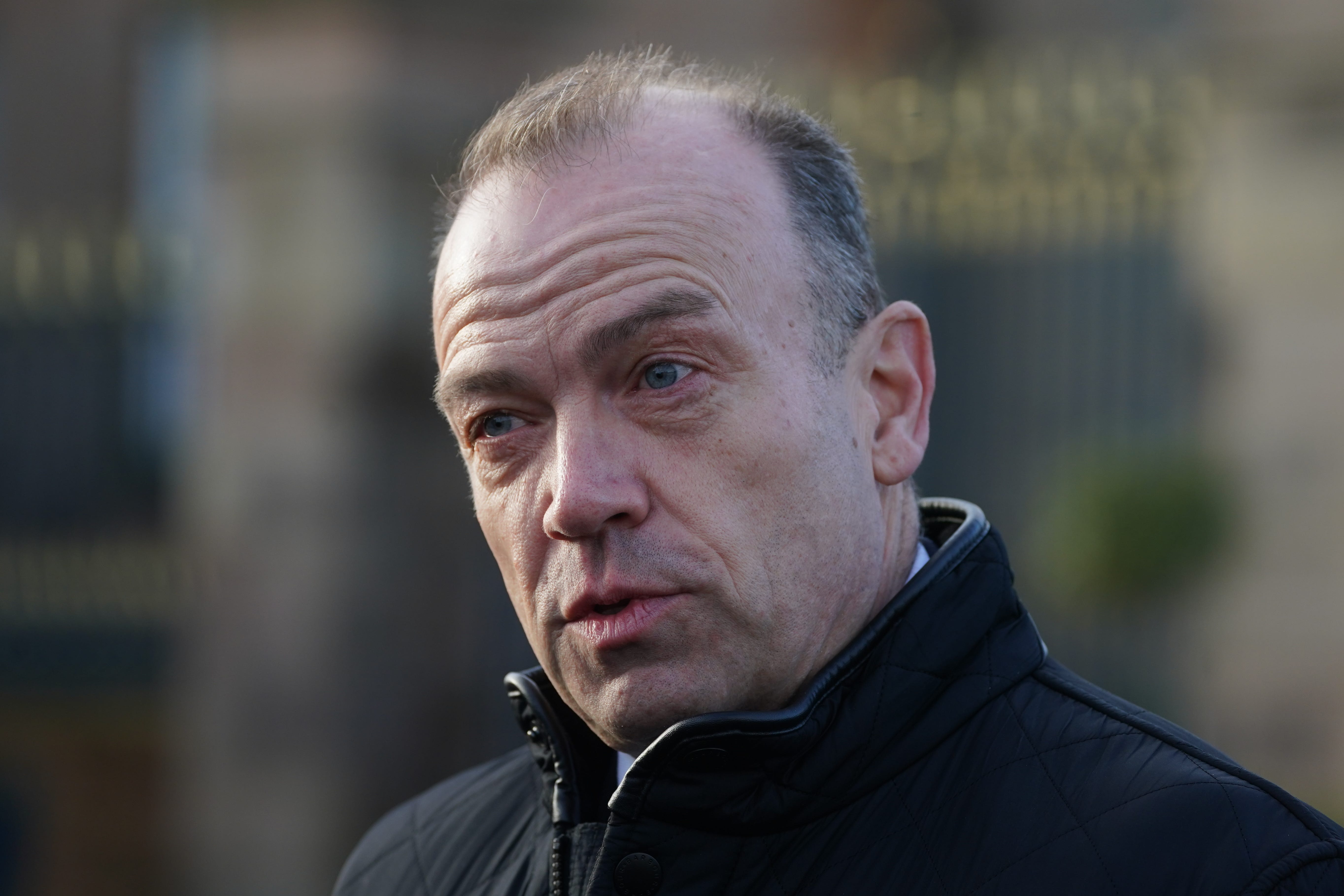 Northern Ireland Secretary Chris Heaton-Harris speaks to the media outside Hillsborough Castle after a meeting with Tanaiste and Minister for Foreign Affairs Micheal Martin (Brian Lawless/PA)