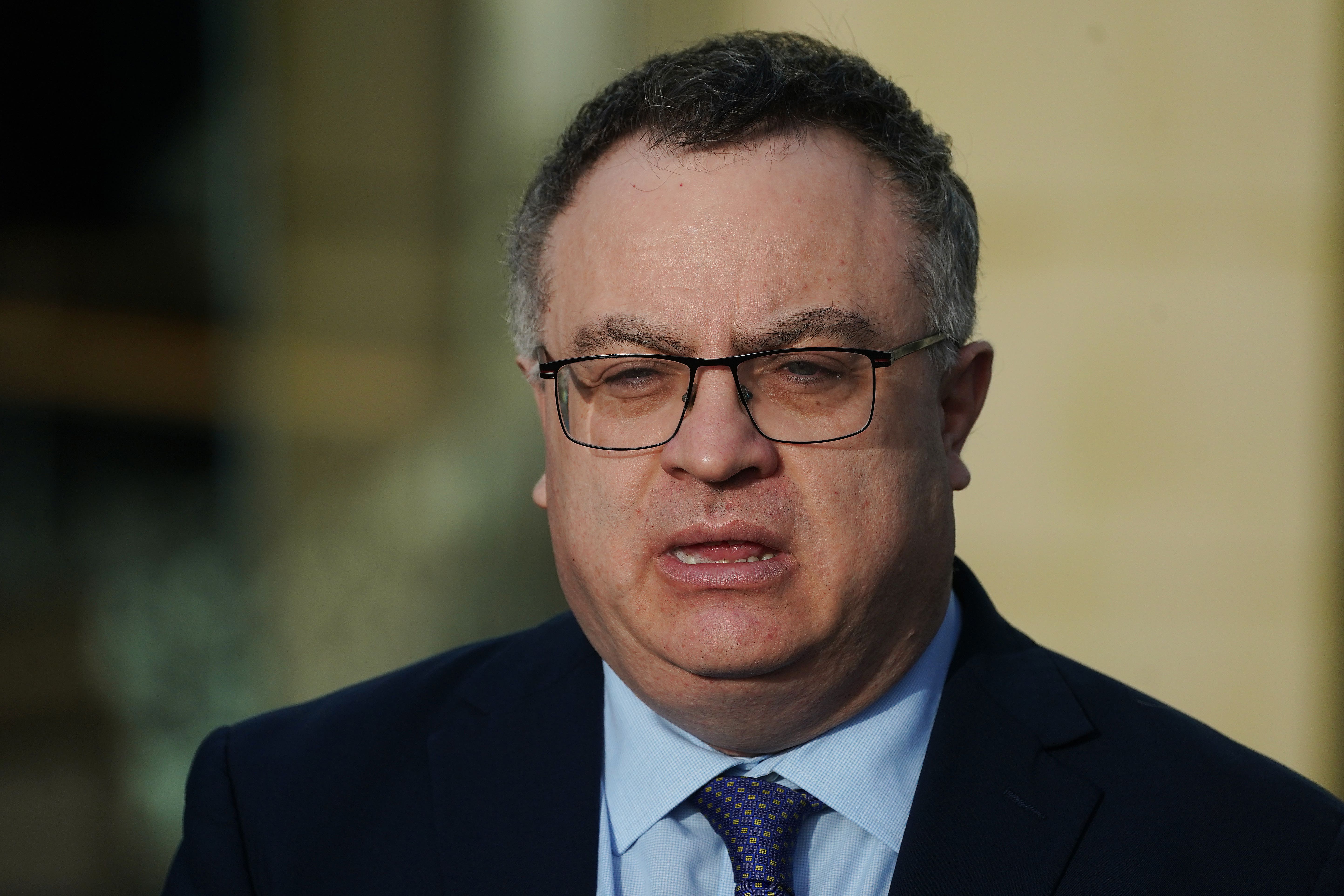 Alliance Party MP Stephen Farry speaking to the media at the Stormont Hotel, Belfast, following a meeting with Taoiseach Leo Varadkar who is holding talks with representatives from Stormont’s five political parties (Brian Lawless/PA)