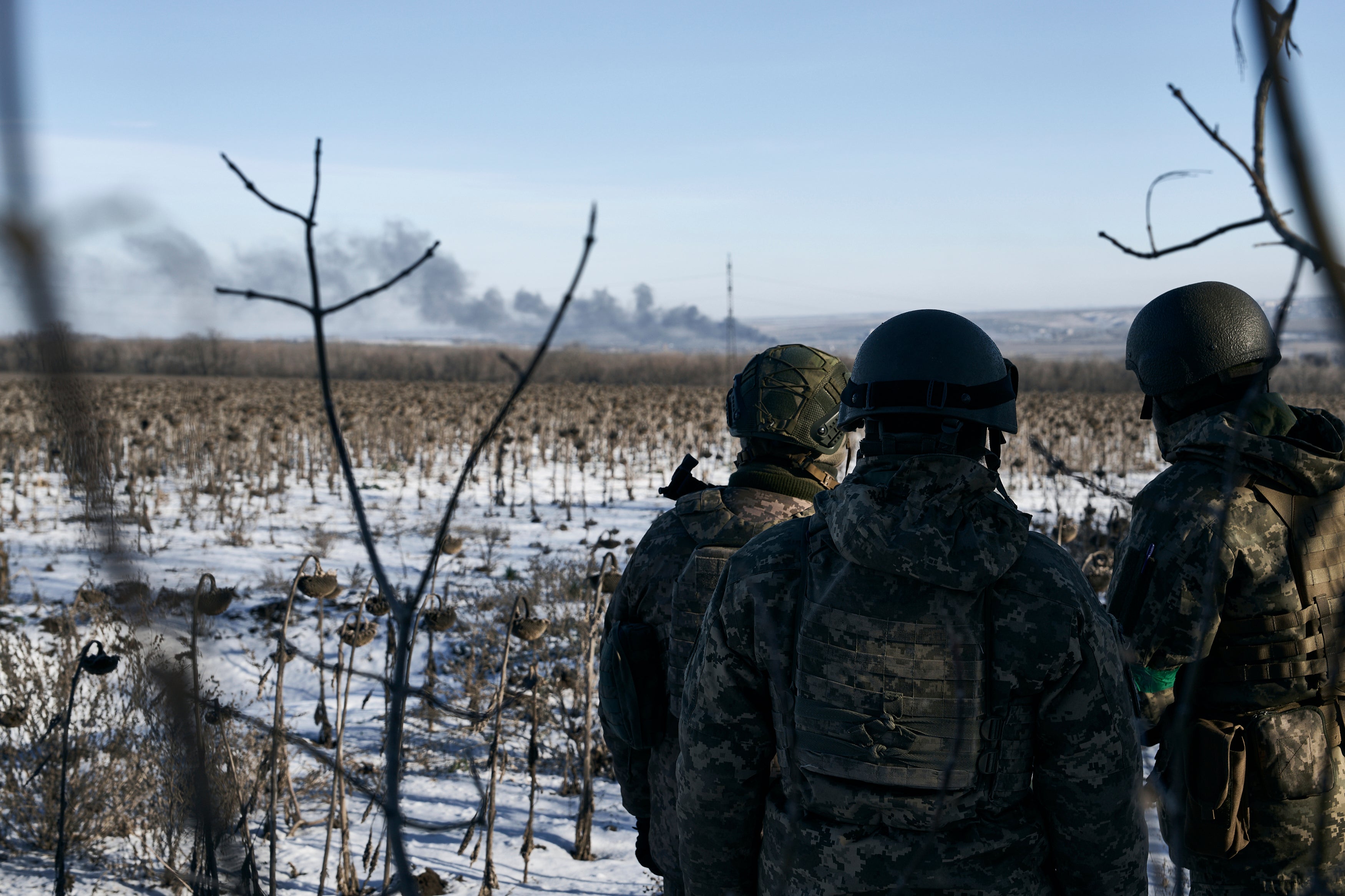 Ukrainian soldiers on the frontline near Soledar