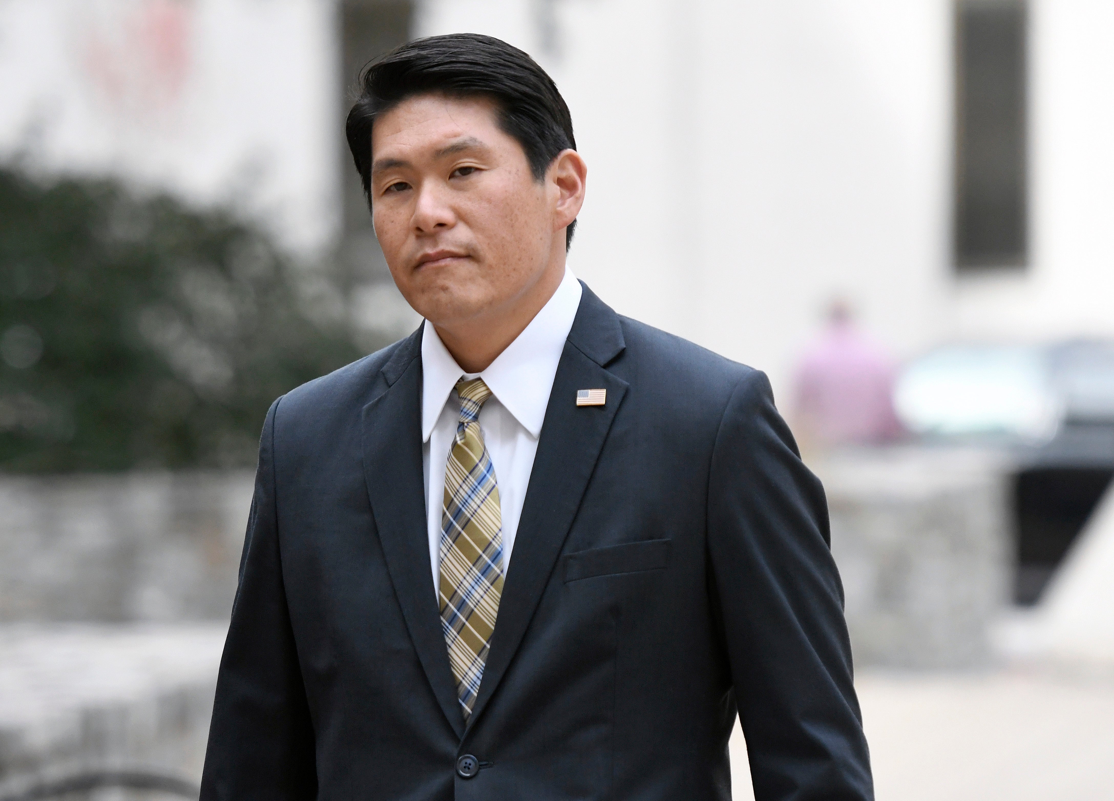 .S. Attorney Robert Hur arrives at U.S. District Court in Baltimore on Nov. 21, 2019.