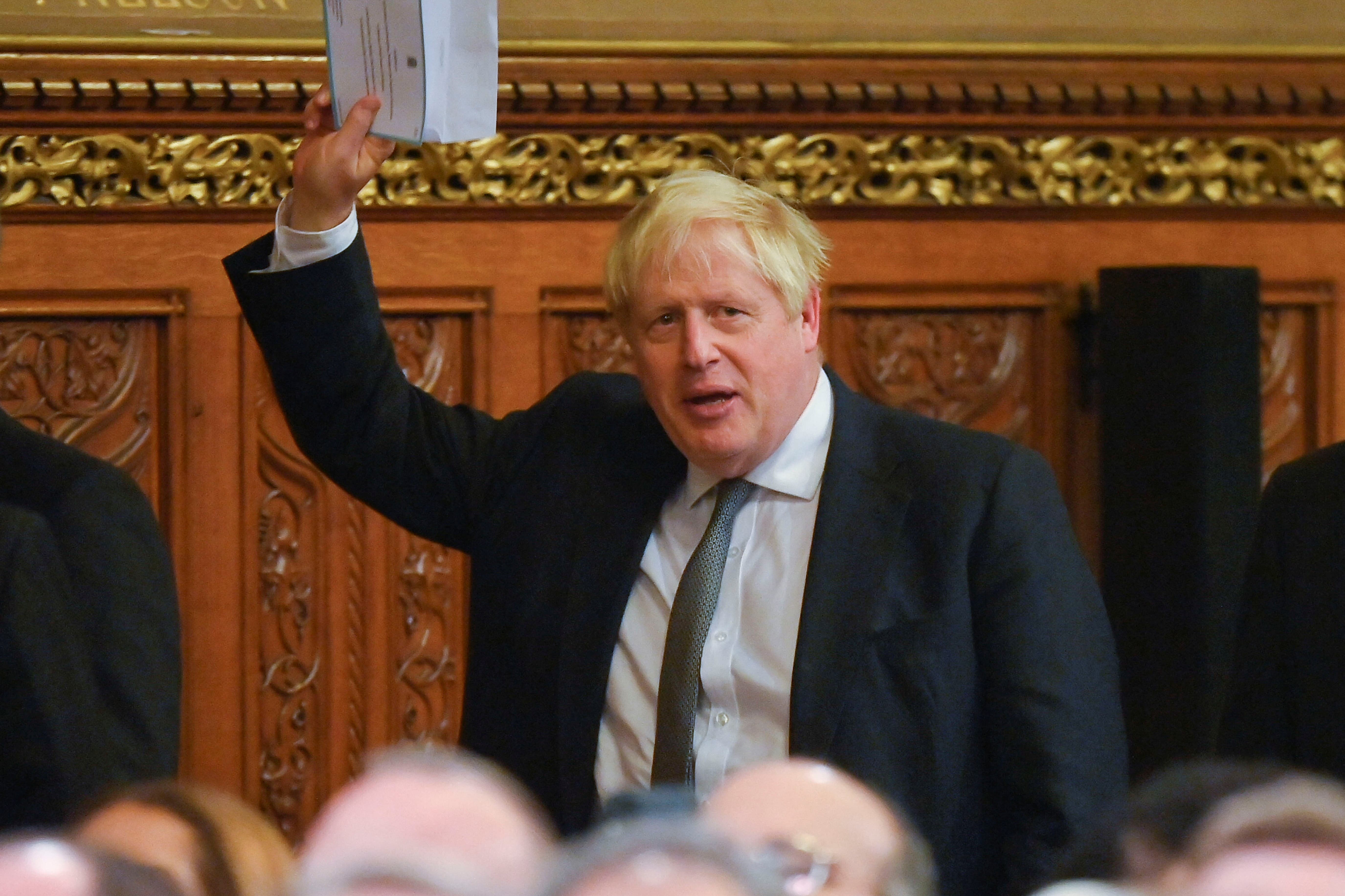 Former Prime Minister Boris Johnson has unveiled a portrait of himself at the Carlton Club (Toby Melville/PA)