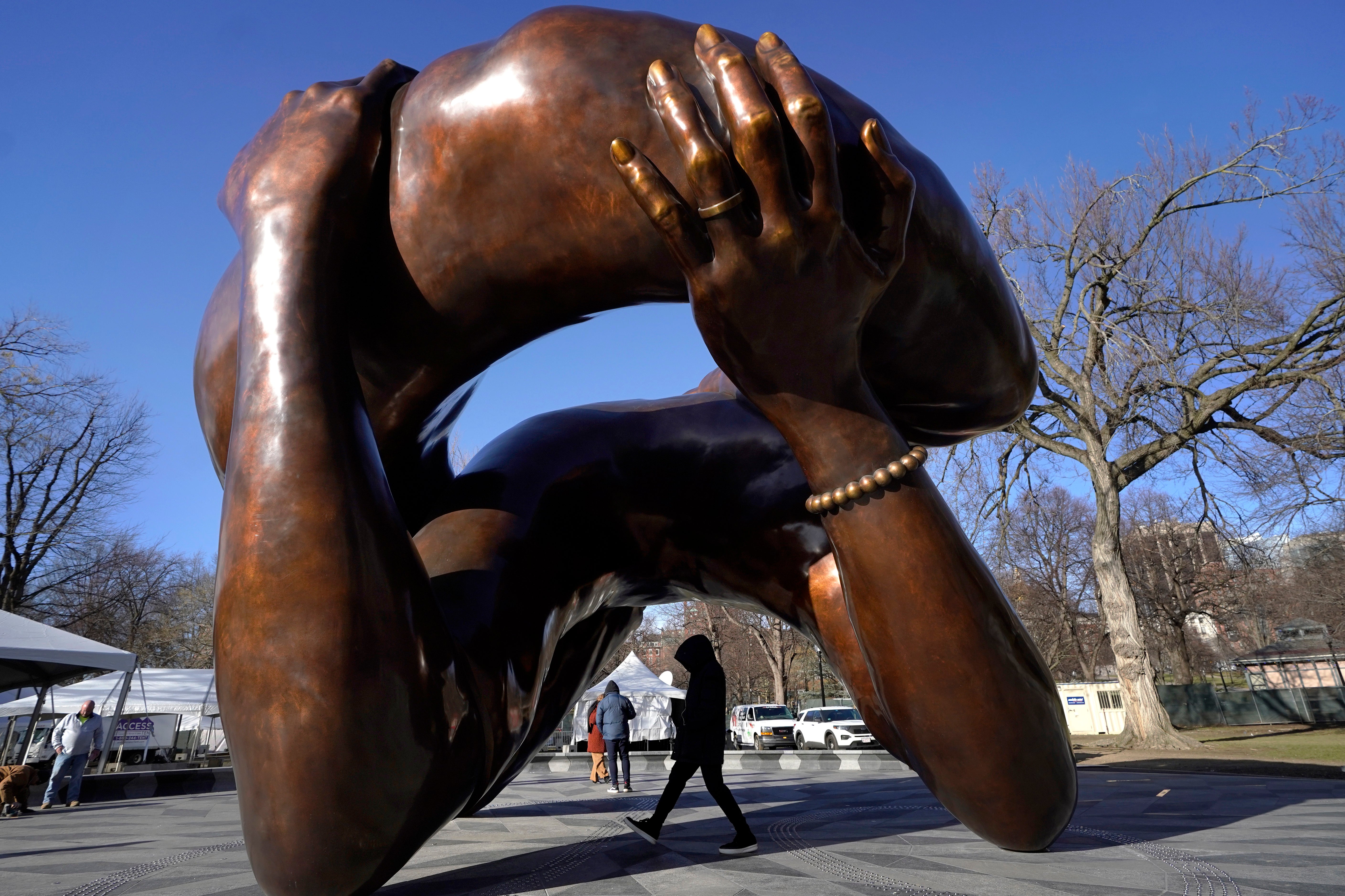 The cousin of Coretta Scott King said the statue was ‘a masturbatory metal homage to my legendary family members’