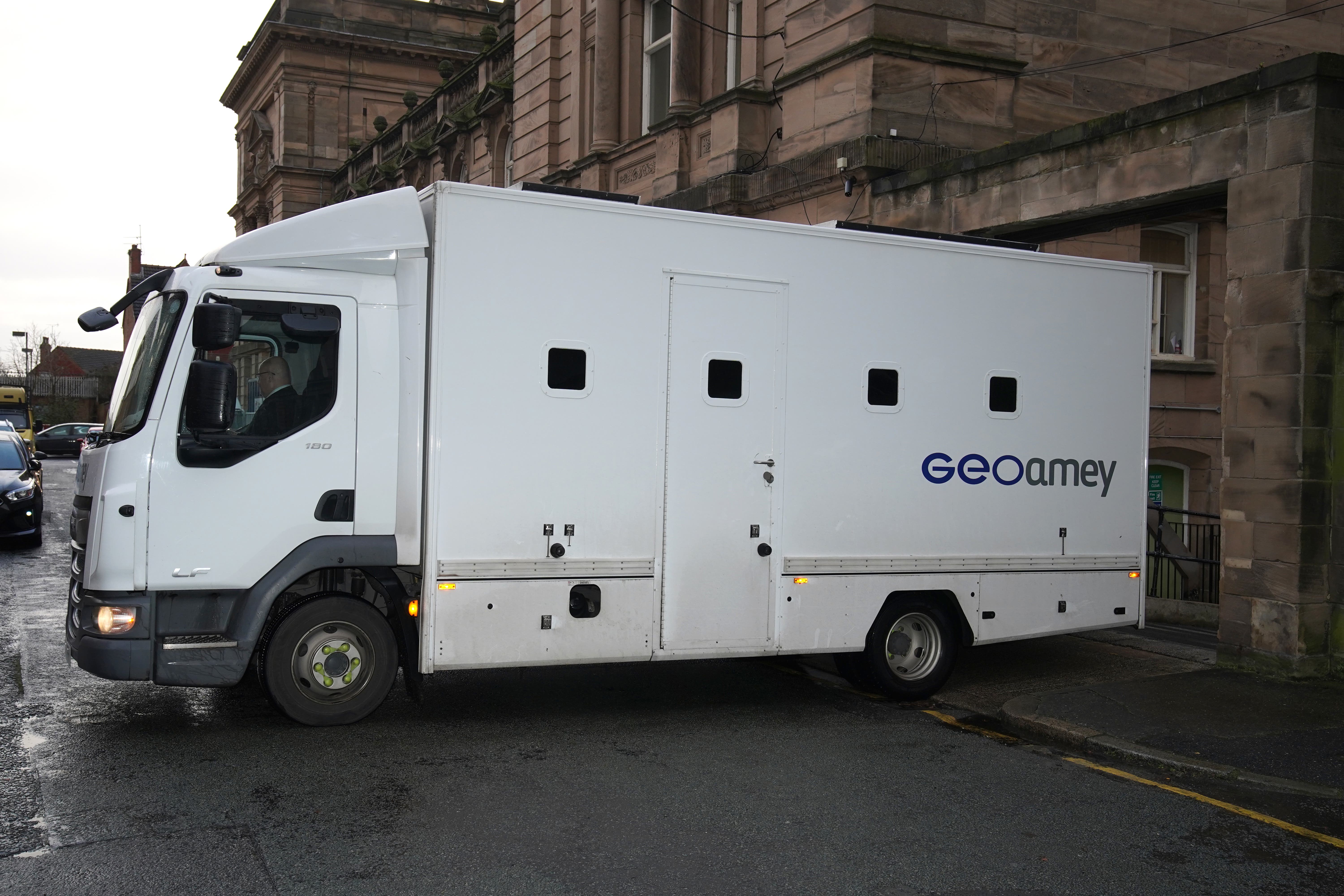 A prison van arrives at Wirral Adult Remand Court where Connor Chapman was due to appear charged with the murder of Elle Edwards