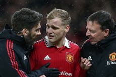 Manchester United midfielder Donny van de Beek out for rest of season due to injury