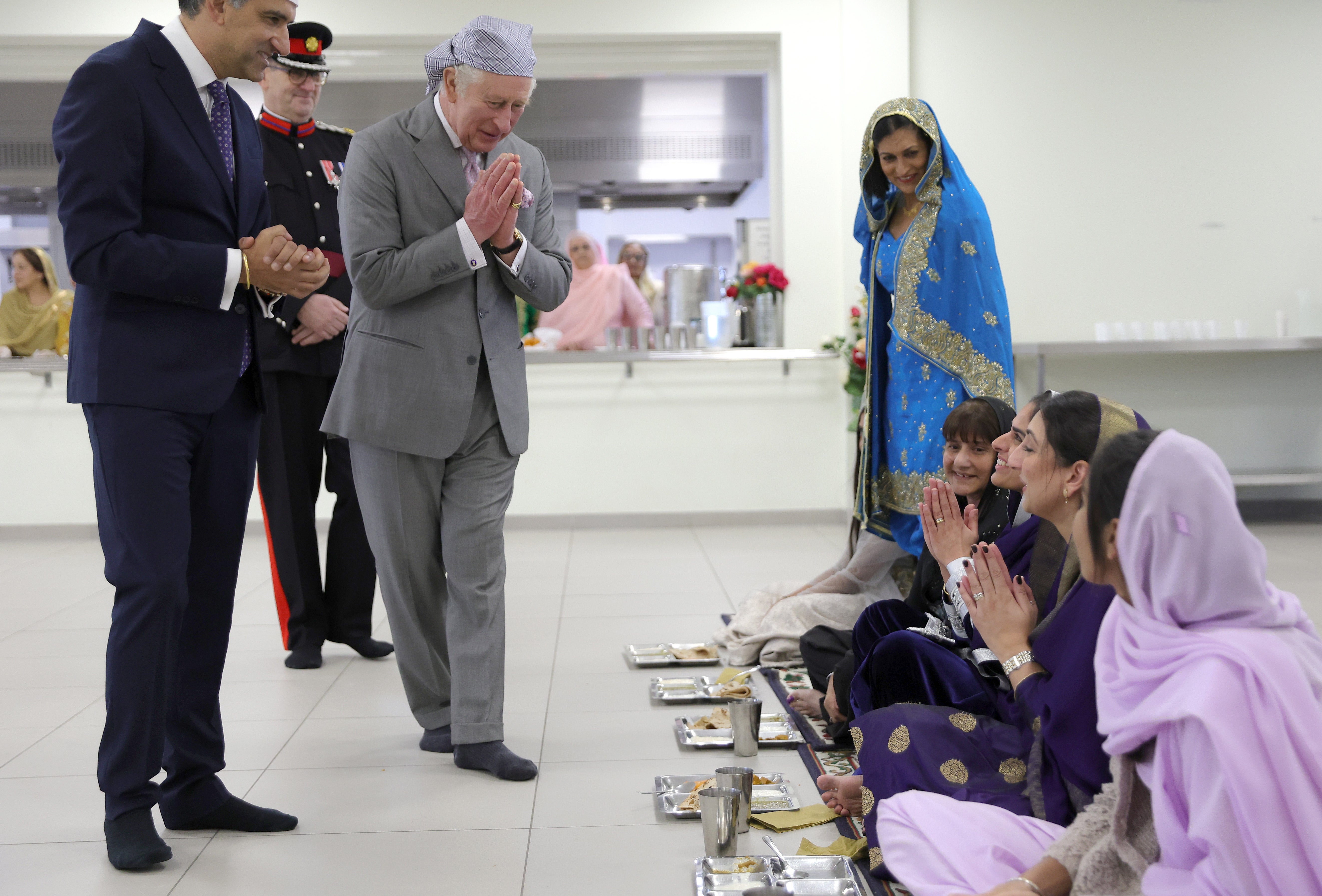 King Charles meeting volunteers at the Guru Nanak Gurdwara in Luton last December