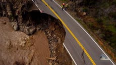 California: Severe storm washes away massive chunk of highway