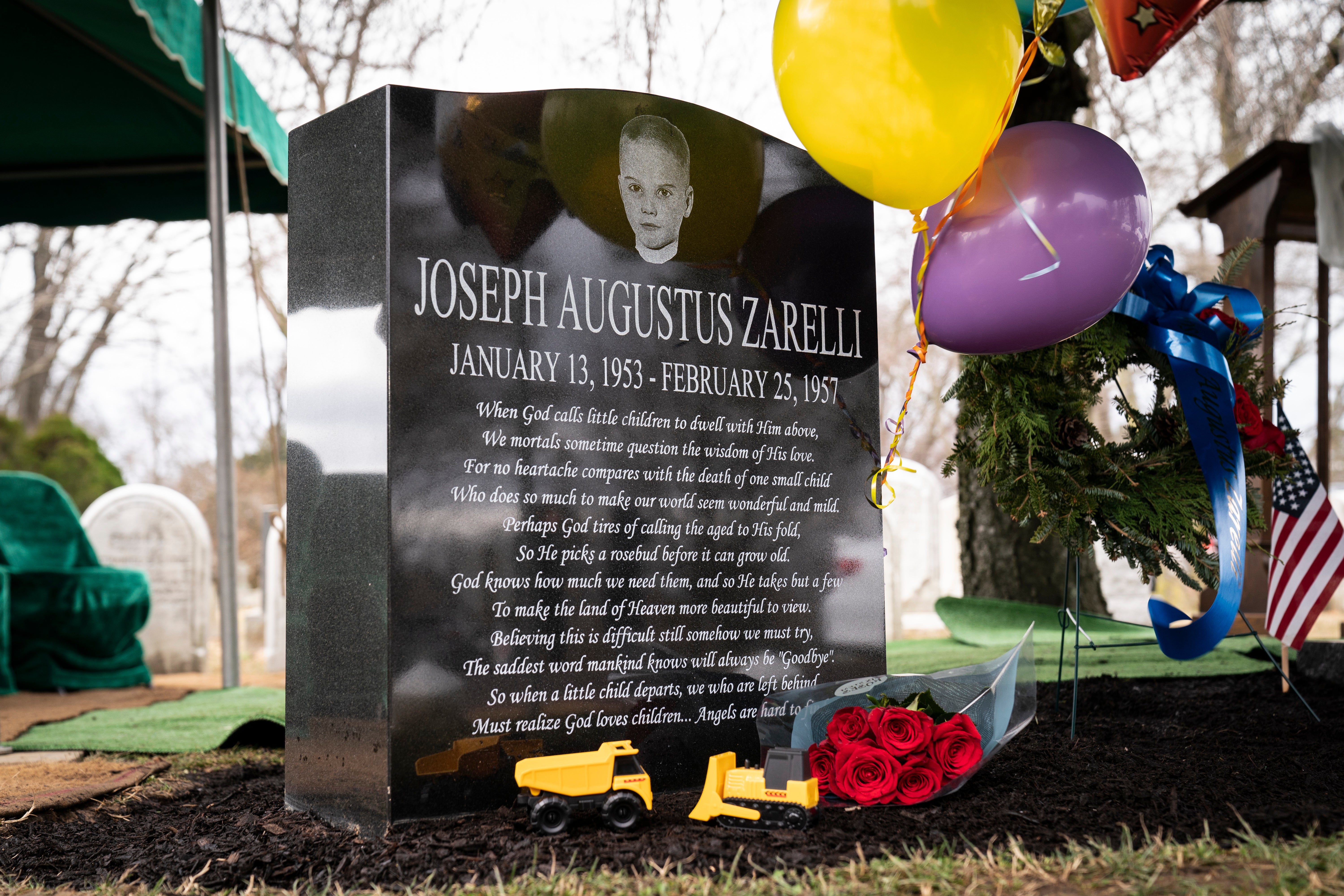 A gravestone was unveiled for Joseph Augustus Zarelli at the Ivy Hill Cemetery in Philadelphia on January 13, 2023