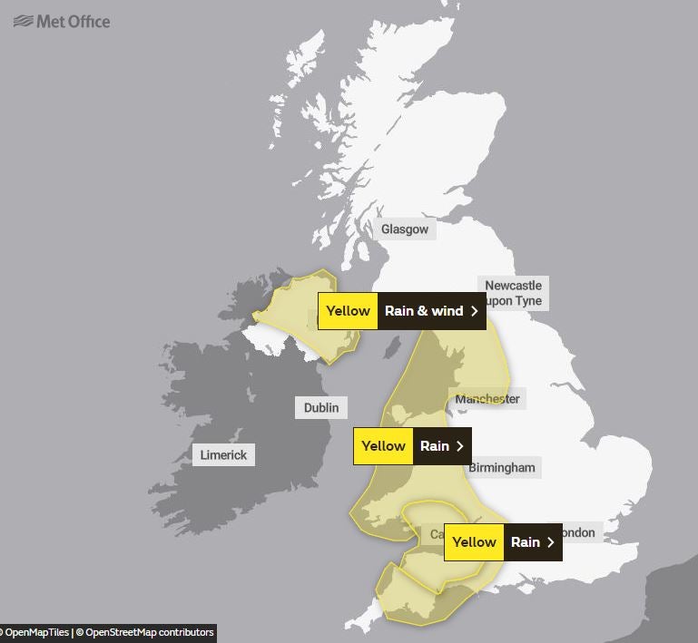 Heavy rain warnings in place on Saturday - the alert for North Ireland will continue into Sunday