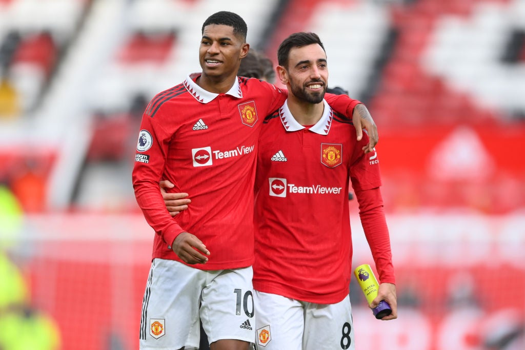 Rashford and Bruno Fernandes struck in a frantic derby