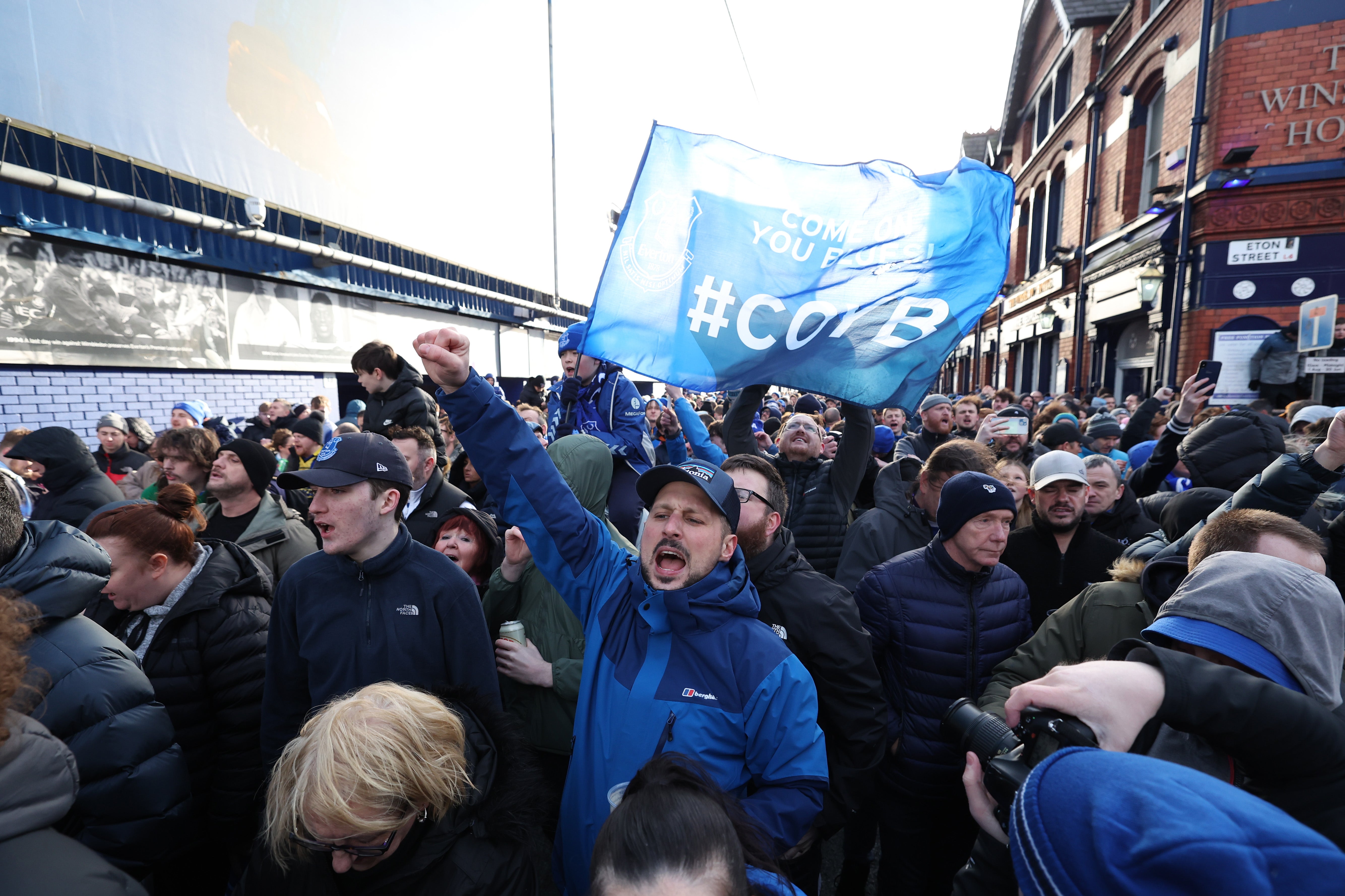 Fans showed their support outside the stadium before kick-off