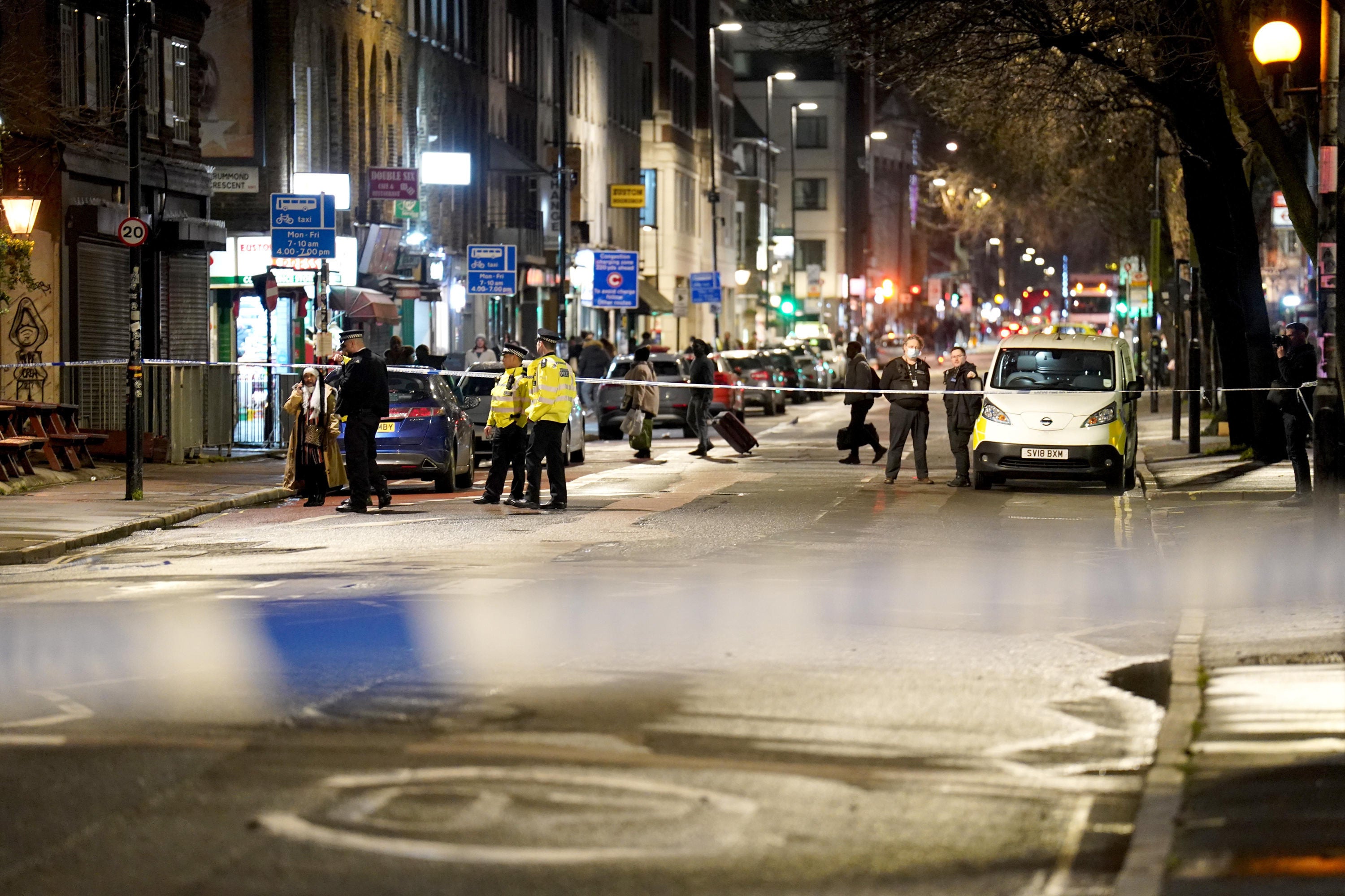 A large police cordon is in place on Saturday evening