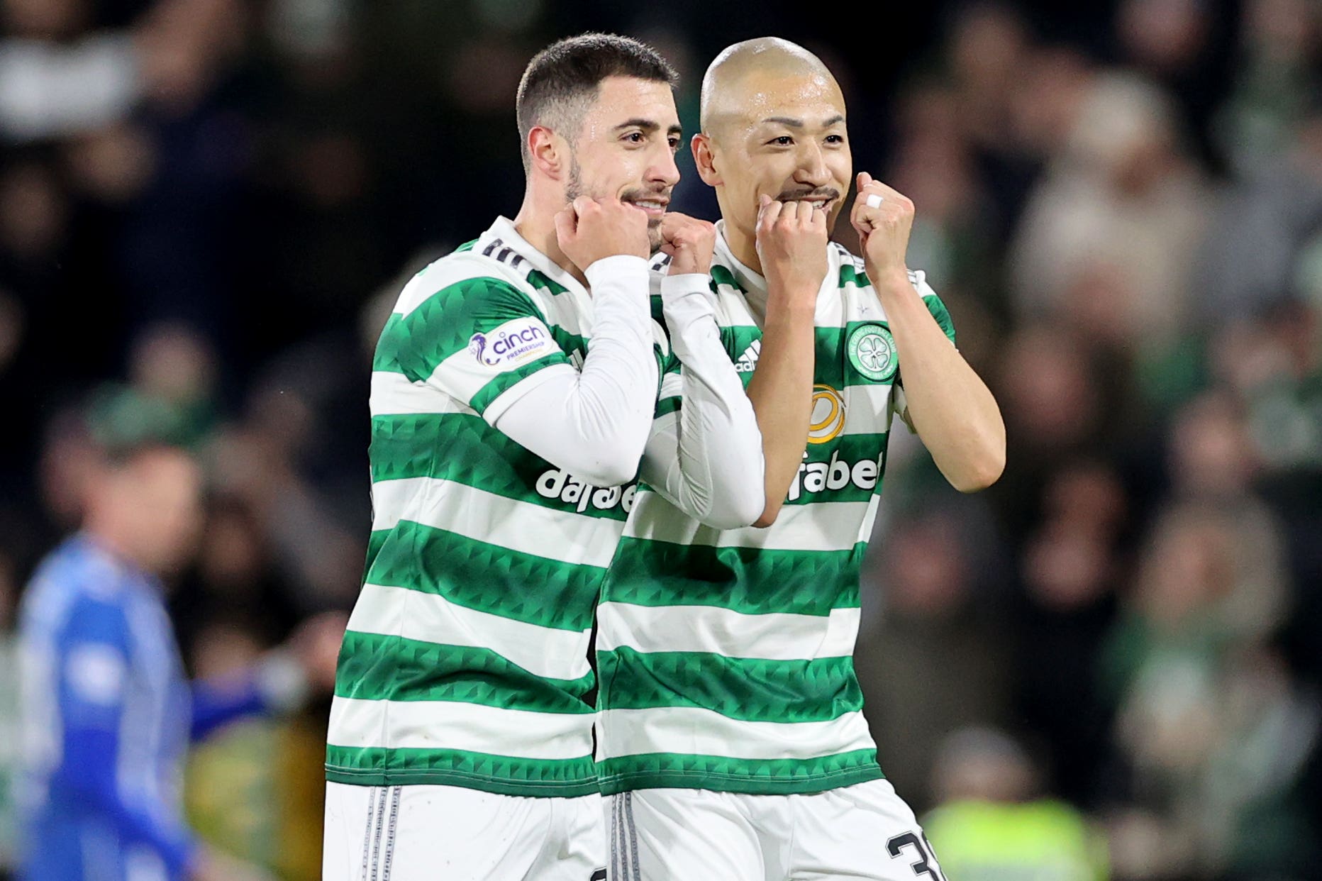 Daizen Maeda (right) netted Celtic’s first-half opener (Steve Welsh/PA)